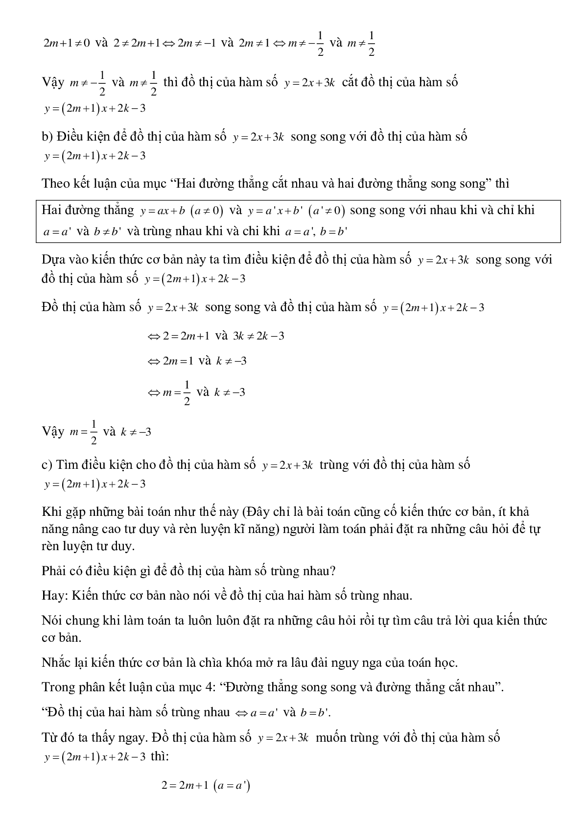 50 Bài tập Đường thẳng song song và đường thẳng cắt nhau (có đáp án)- Toán 9 (trang 4)