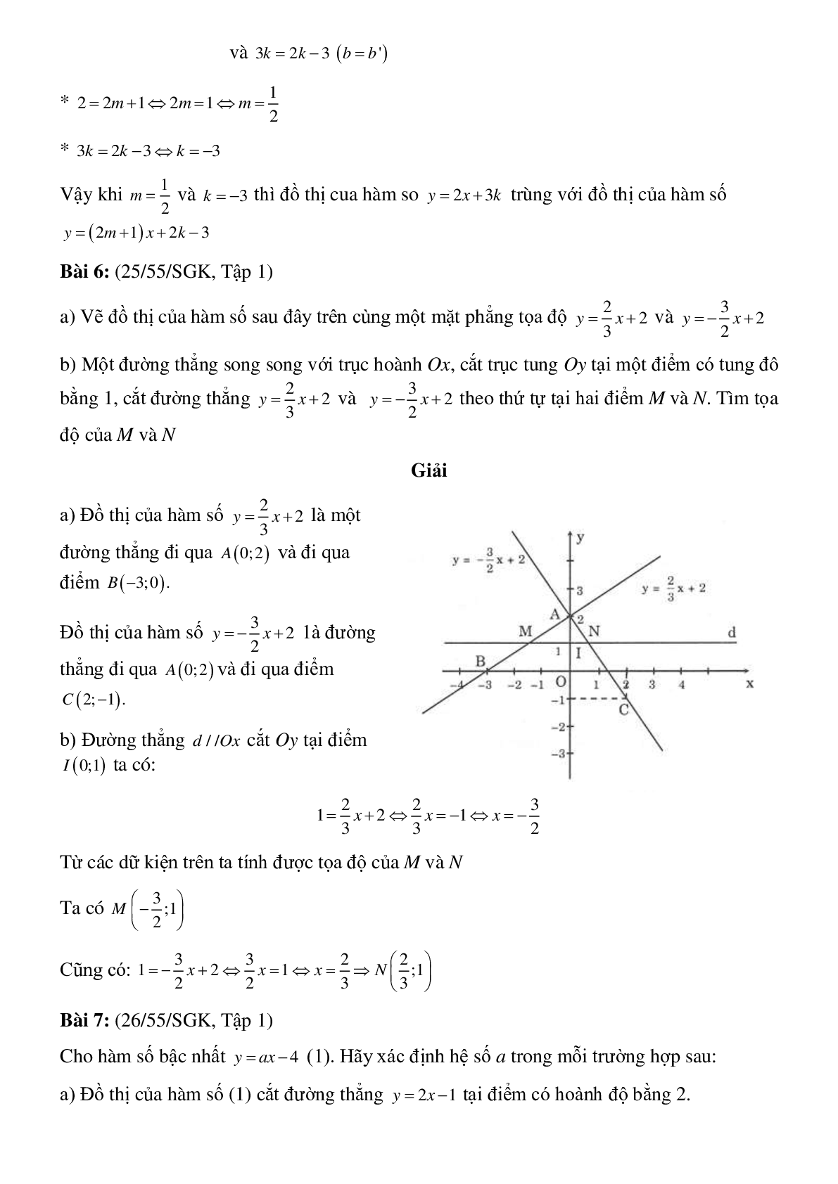 50 Bài tập Đường thẳng song song và đường thẳng cắt nhau (có đáp án)- Toán 9 (trang 5)