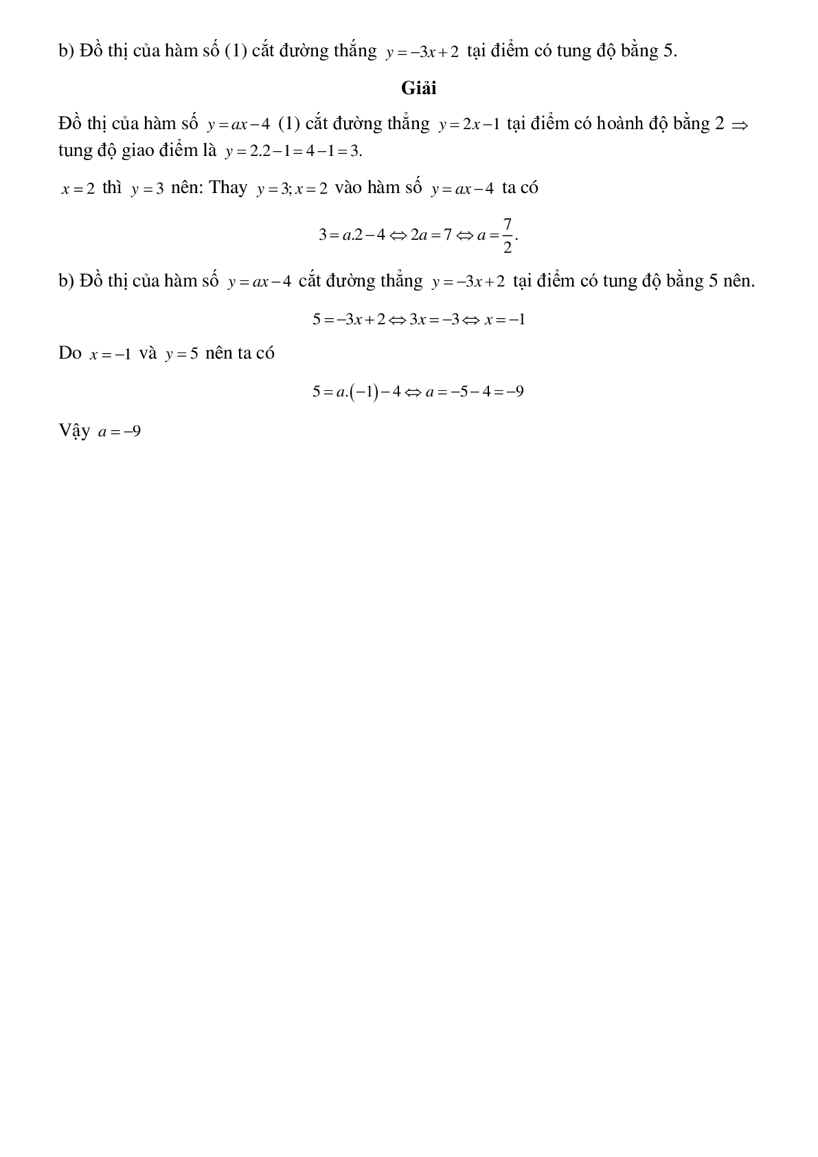 50 Bài tập Đường thẳng song song và đường thẳng cắt nhau (có đáp án)- Toán 9 (trang 6)