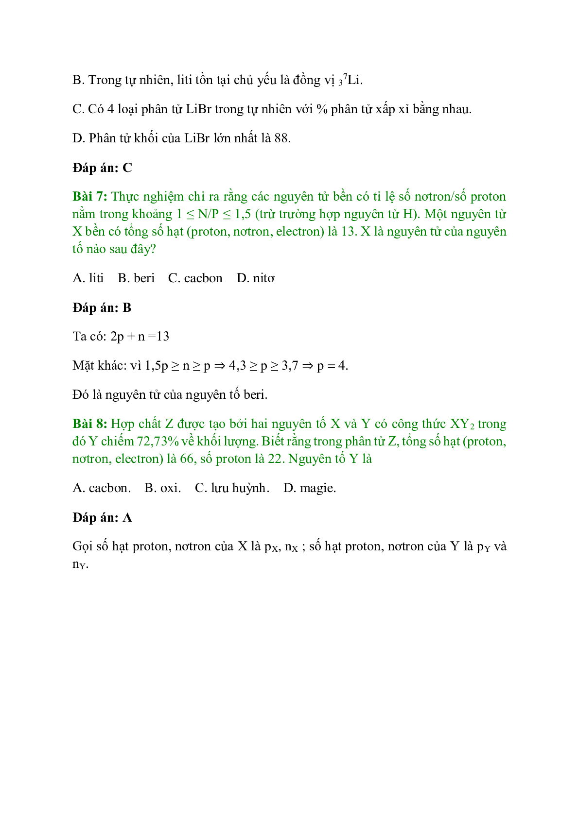 Trắc nghiệm Luyện tập: Thành phần nguyên tử có đáp án - Hóa học 10 (trang 4)