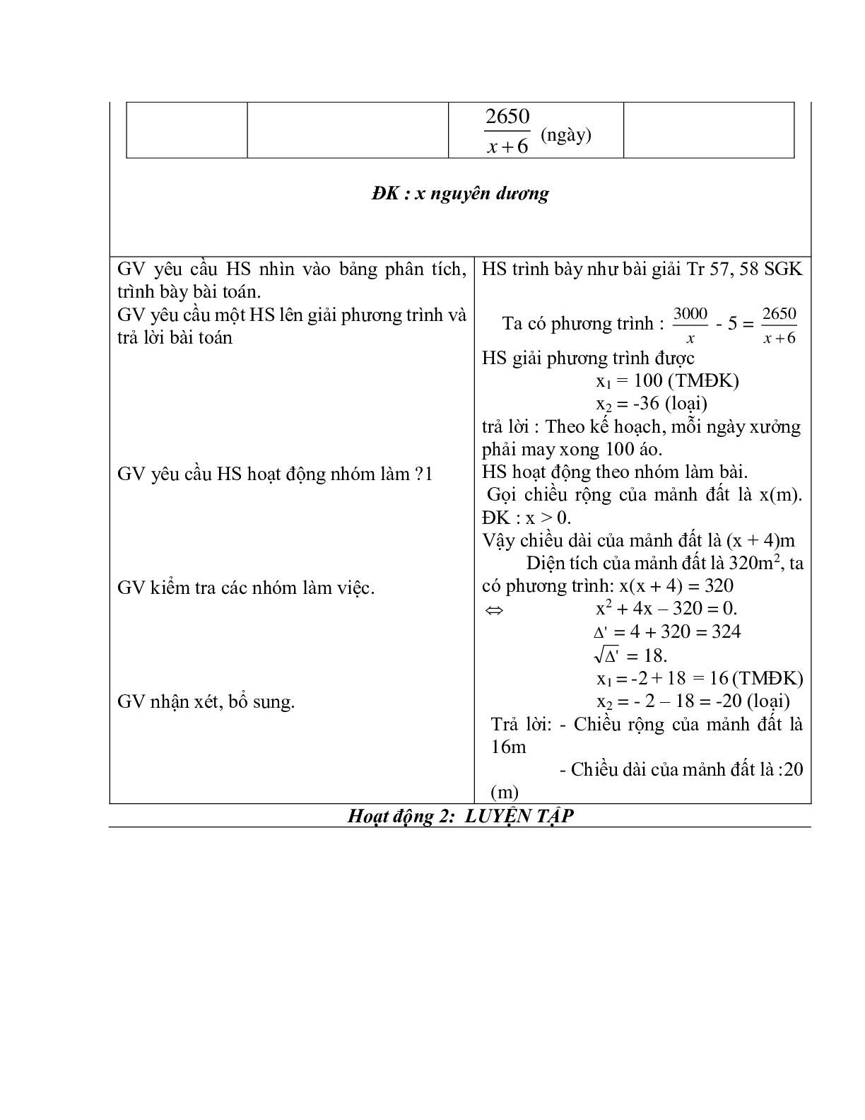 Giáo án Giải bài toán bằng cách lập phương trình (2023) mới nhất - Toán 9 (trang 2)