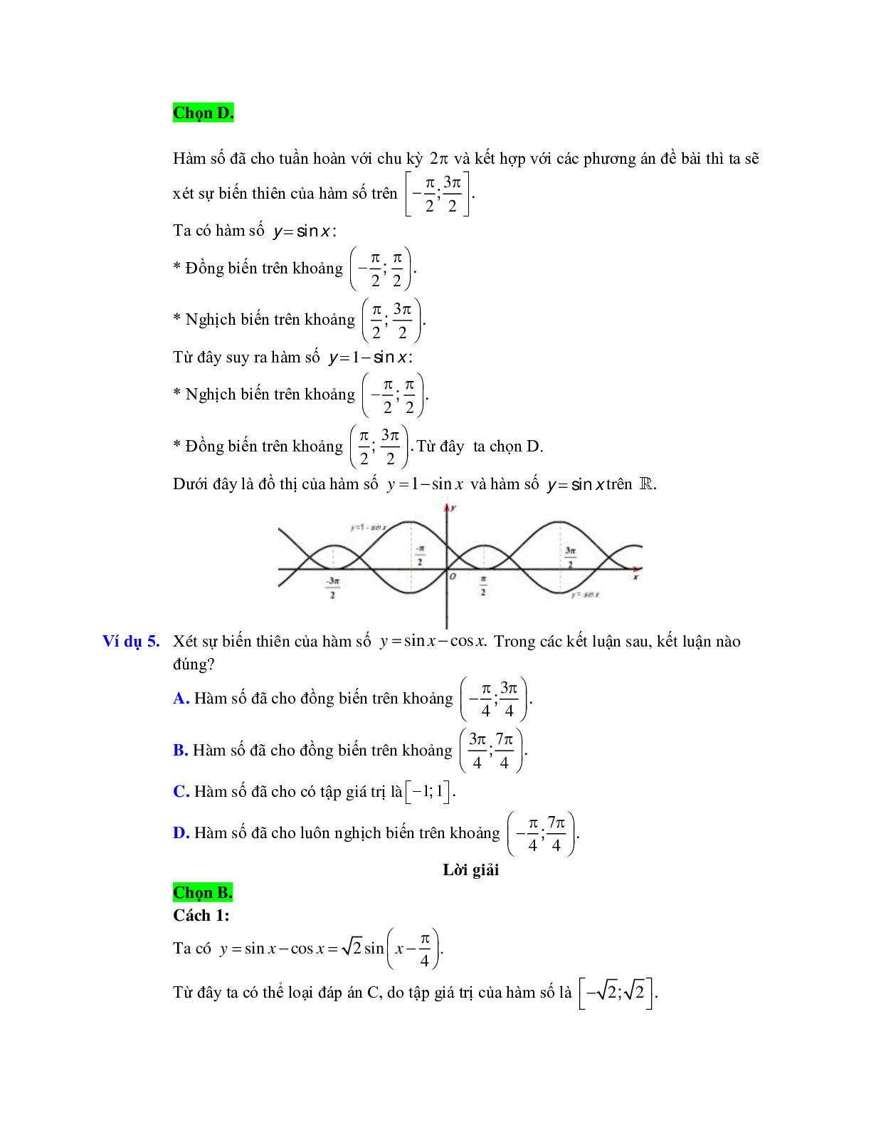 Cách xét tính đơn điệu của hàm số lượng giác (trang 4)