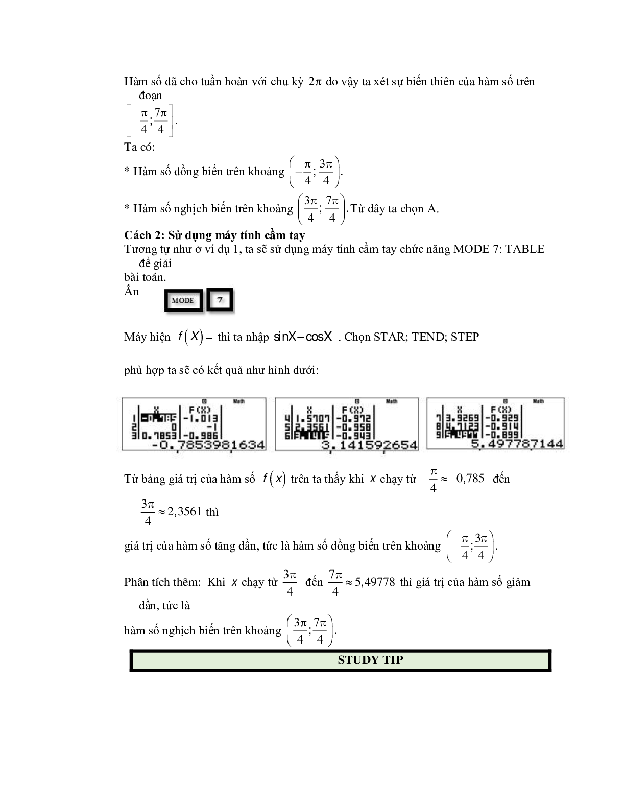 Cách xét tính đơn điệu của hàm số lượng giác (trang 5)