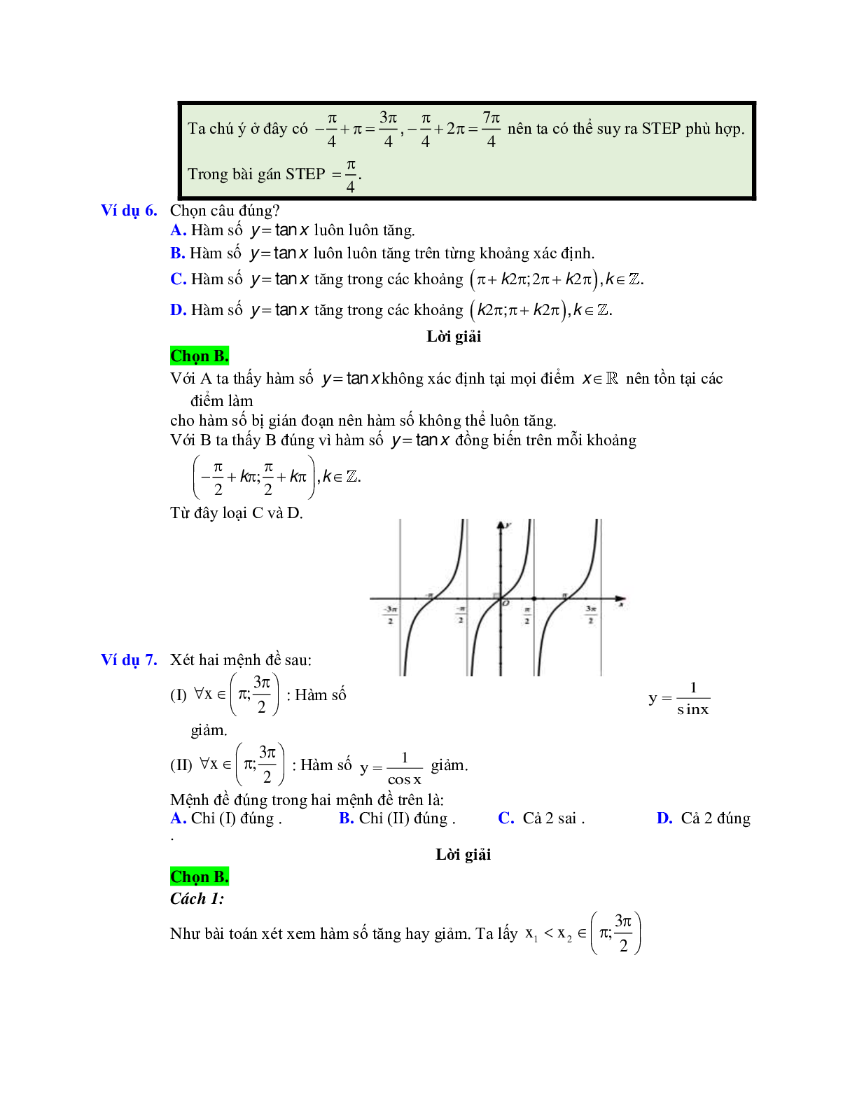 Cách xét tính đơn điệu của hàm số lượng giác (trang 6)