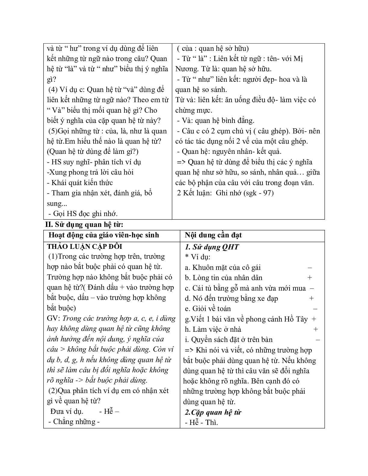 Giáo án ngữ văn lớp 7 Tuần 7 Tiết 27: Quan hệ từ mới nhất (trang 2)