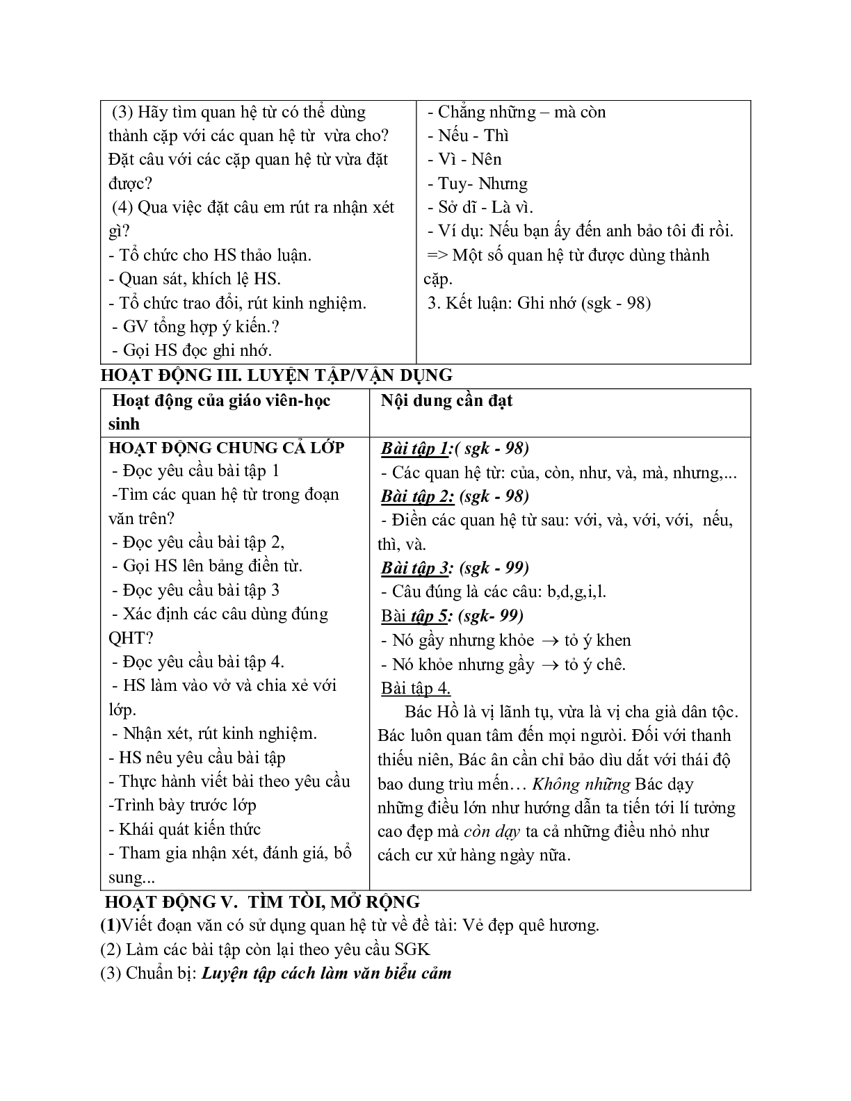 Giáo án ngữ văn lớp 7 Tuần 7 Tiết 27: Quan hệ từ mới nhất (trang 3)