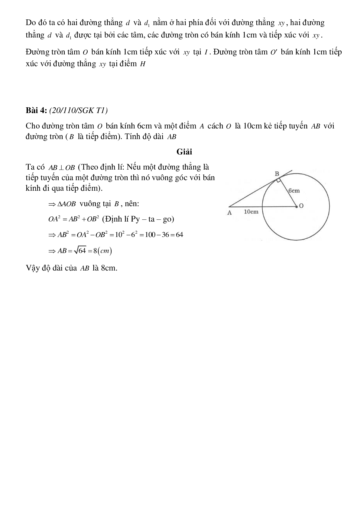 50 Bài tập Vị trí tương đối của đường thẳng và đường tròn (có đáp án)- Toán 9 (trang 3)