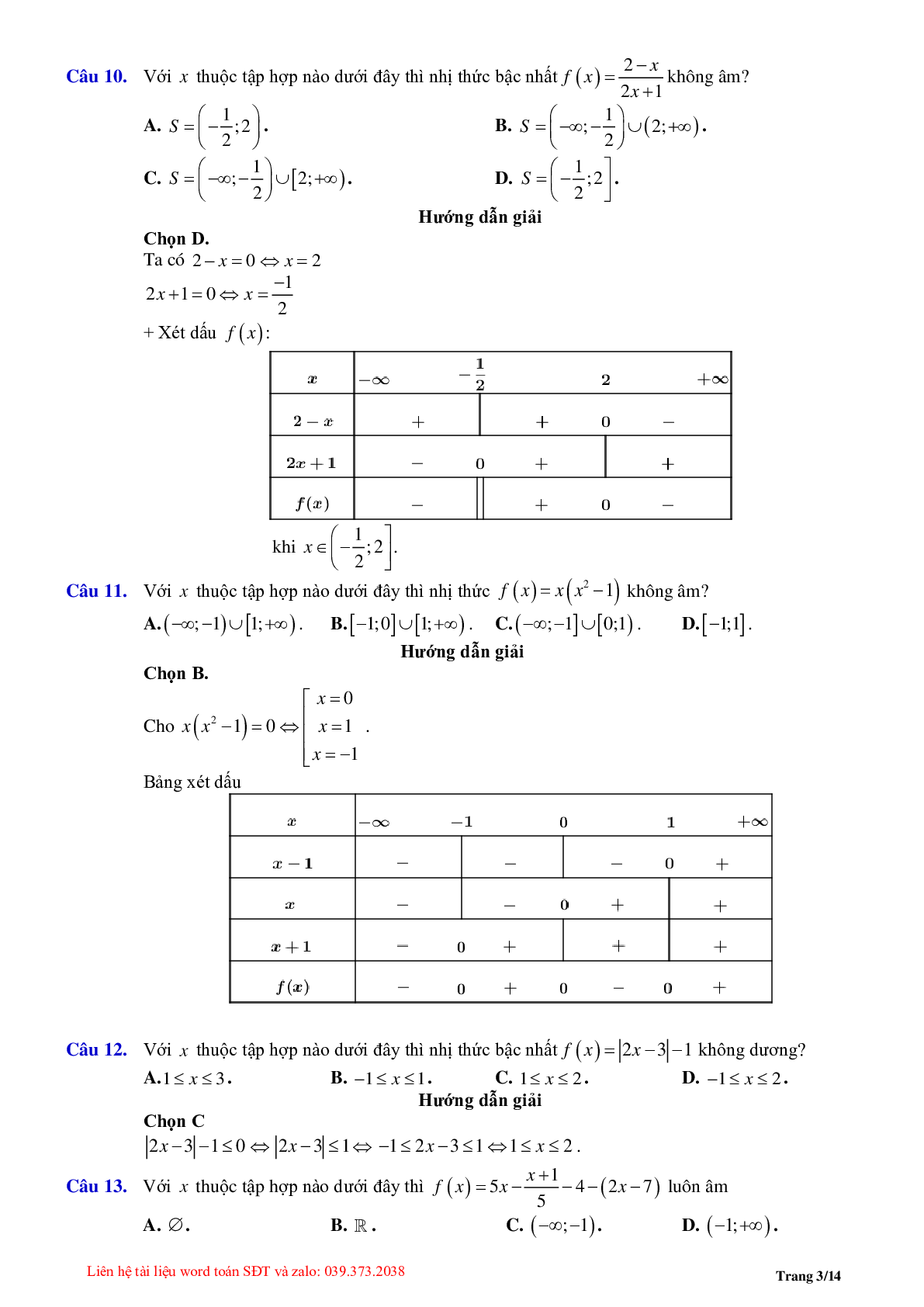 Chuyên đề dấu của nhị thức bậc nhất (trang 3)