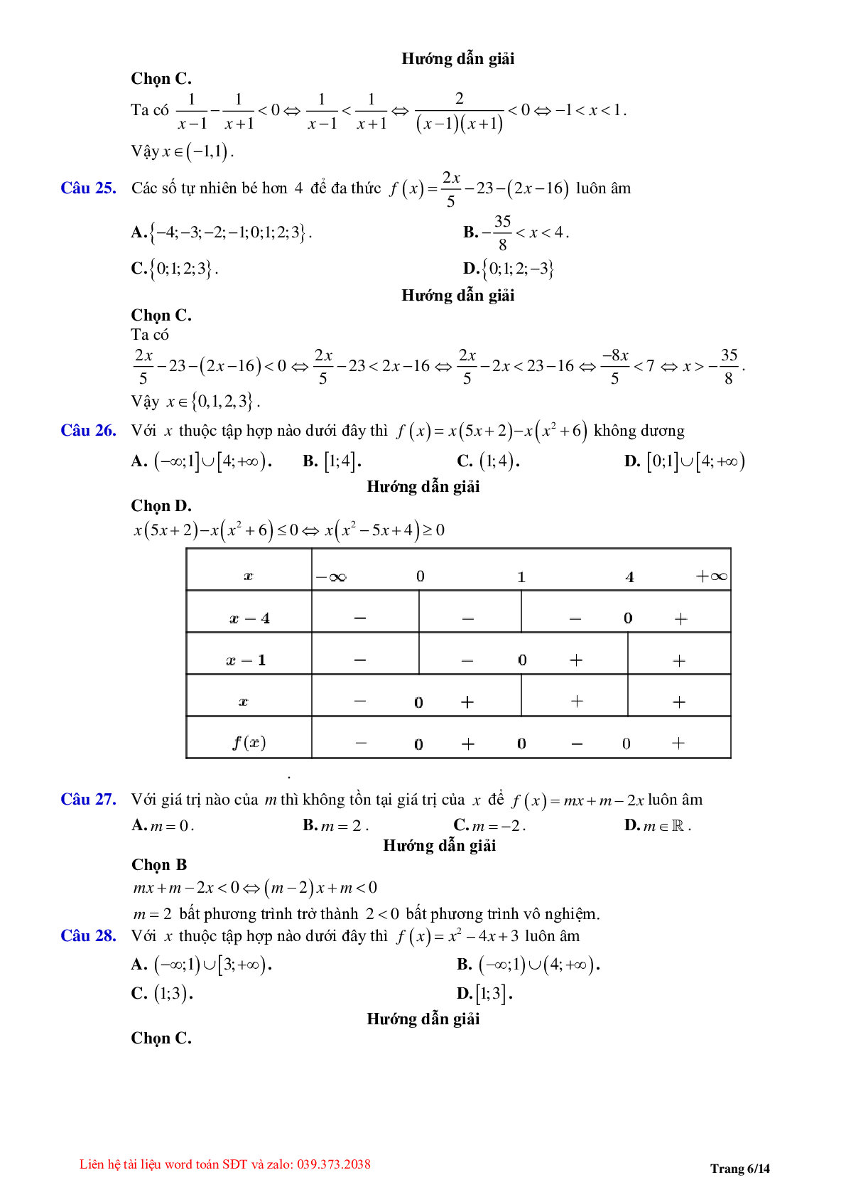 Chuyên đề dấu của nhị thức bậc nhất (trang 6)