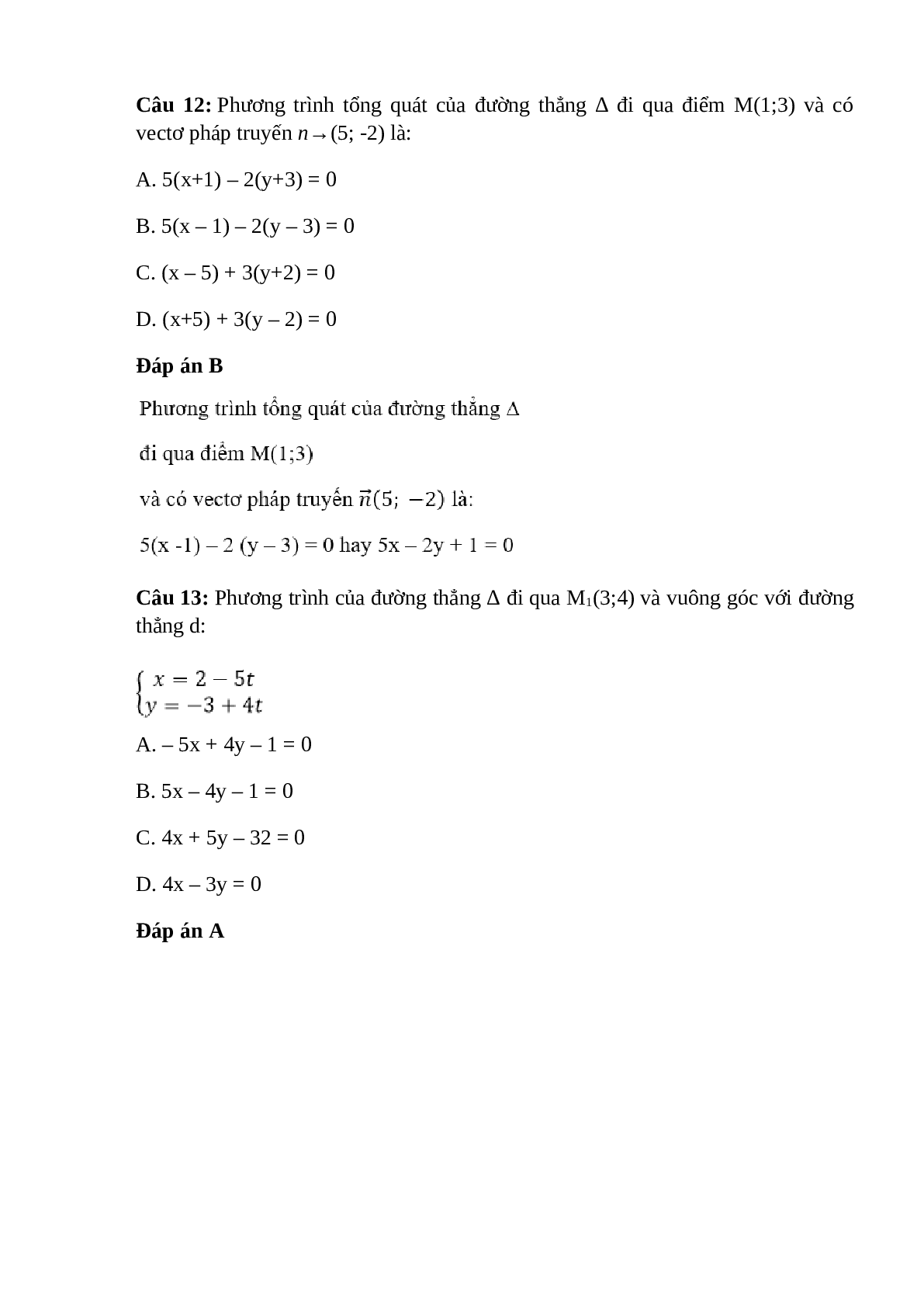 Trắc nghiệm Ôn tập chương 3 có đáp án – Toán lớp 10 (trang 10)