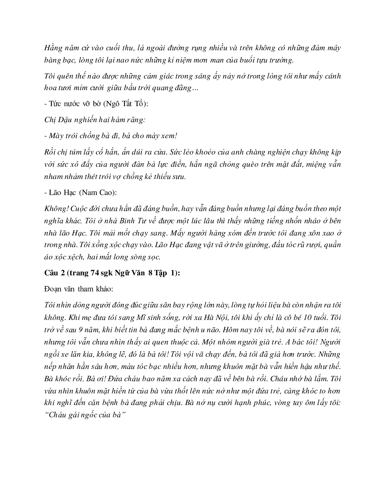 Soạn bài Miêu tả và biểu cảm trong văn bản tự sự - ngắn nhất Soạn văn 8 (trang 2)