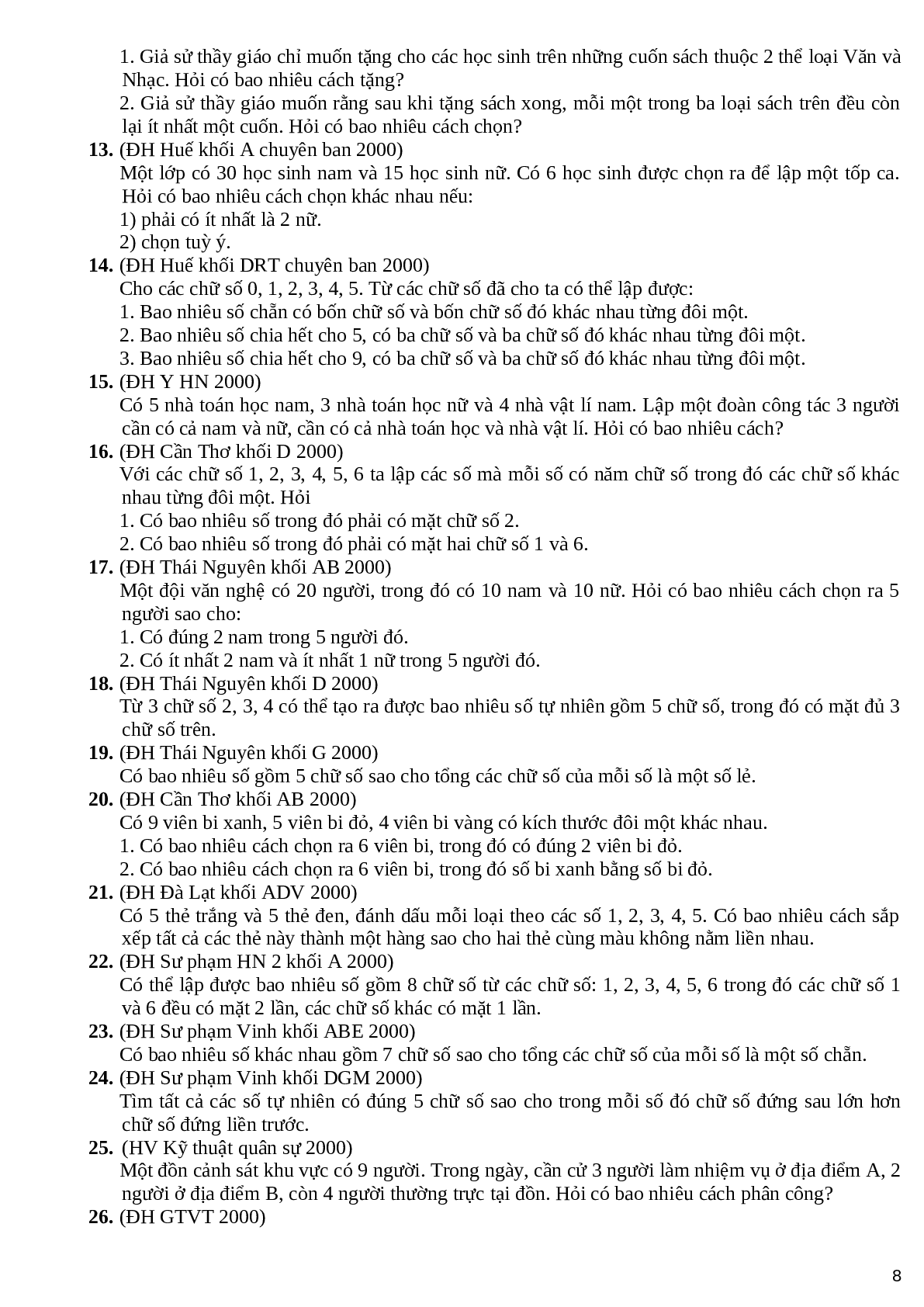 Bài tập Tổ hợp Toán 11 chọn lọc (trang 8)