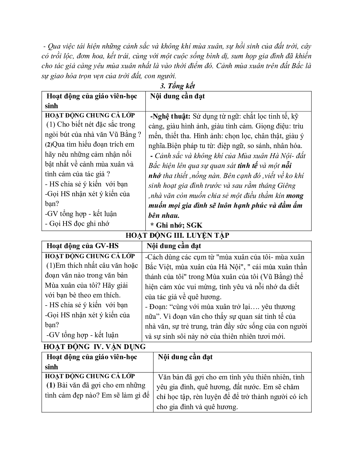 Giáo án ngữ văn lớp 7 Tuần 16 Tiết 63: Mùa xuân của tôi mới nhất (trang 5)