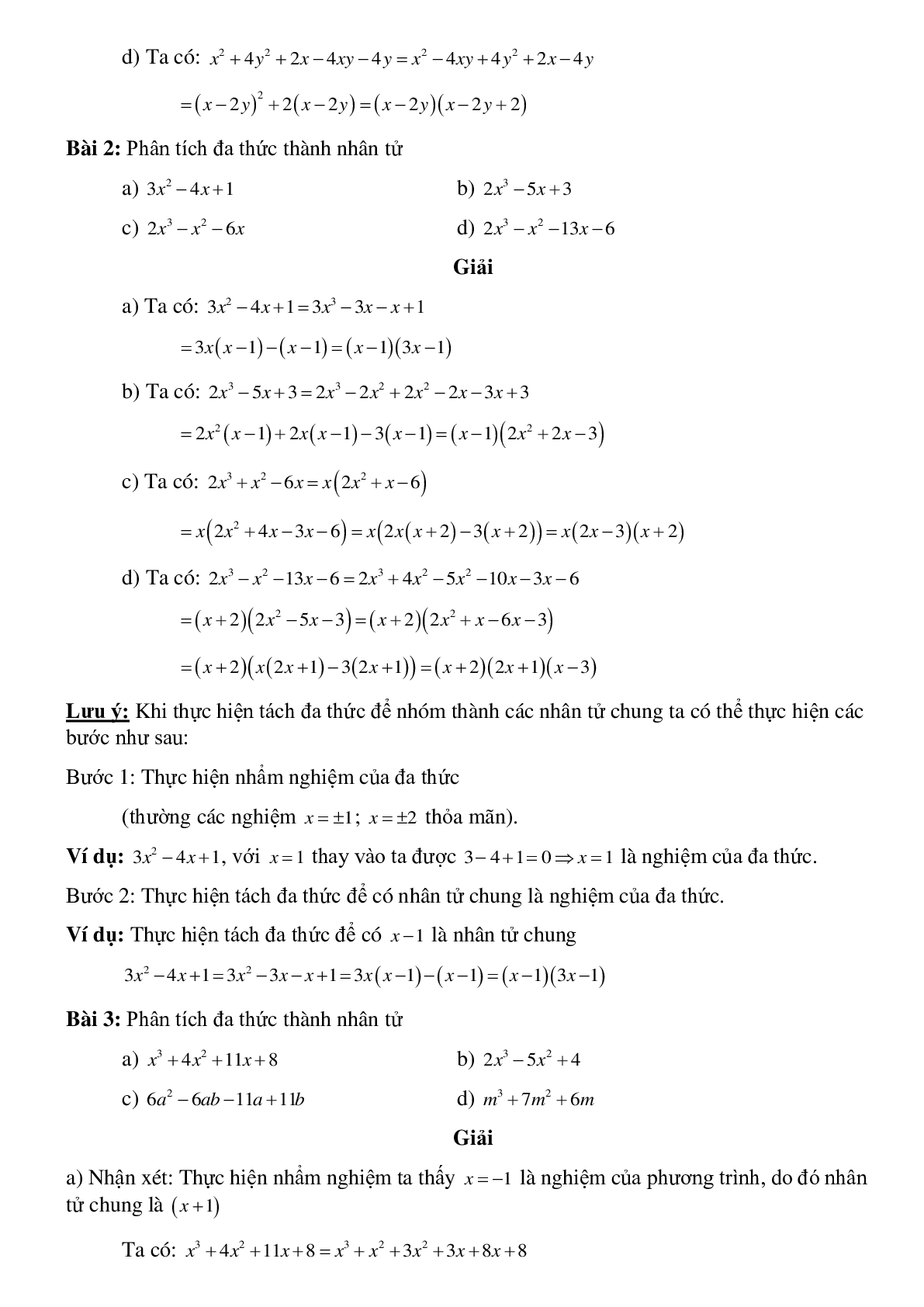 Năm dạng toán phổ biến về Phân tích đa thức thành nhân tử đại số toán 8 có lời giải (trang 10)