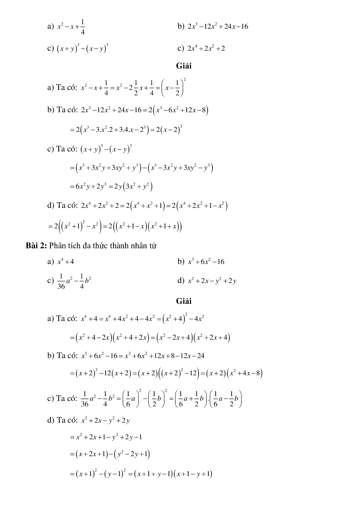 Năm dạng toán phổ biến về Phân tích đa thức thành nhân tử đại số toán 8 có lời giải (trang 3)