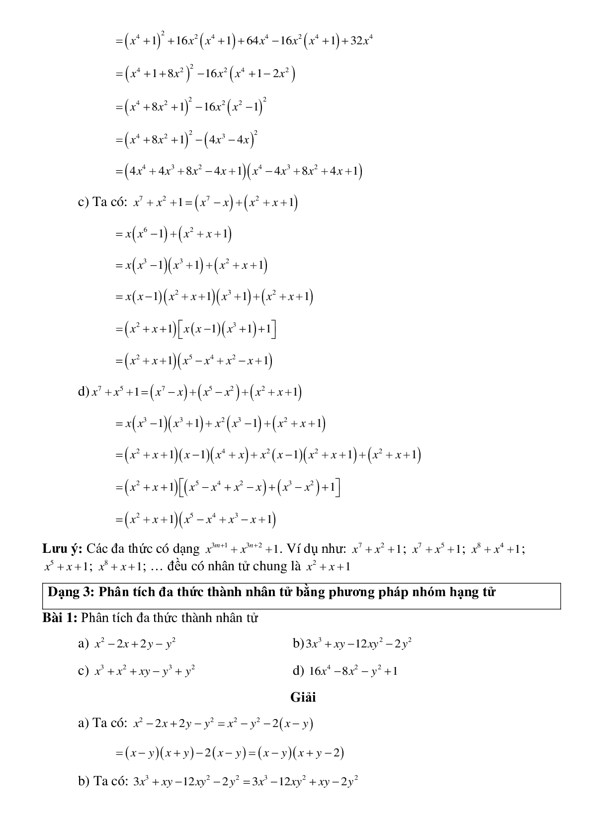 Năm dạng toán phổ biến về Phân tích đa thức thành nhân tử đại số toán 8 có lời giải (trang 5)