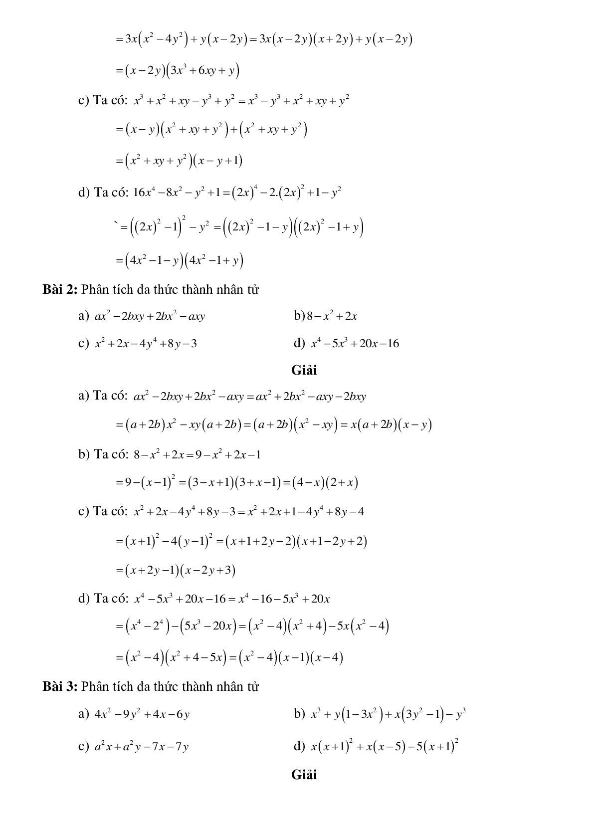 Năm dạng toán phổ biến về Phân tích đa thức thành nhân tử đại số toán 8 có lời giải (trang 6)