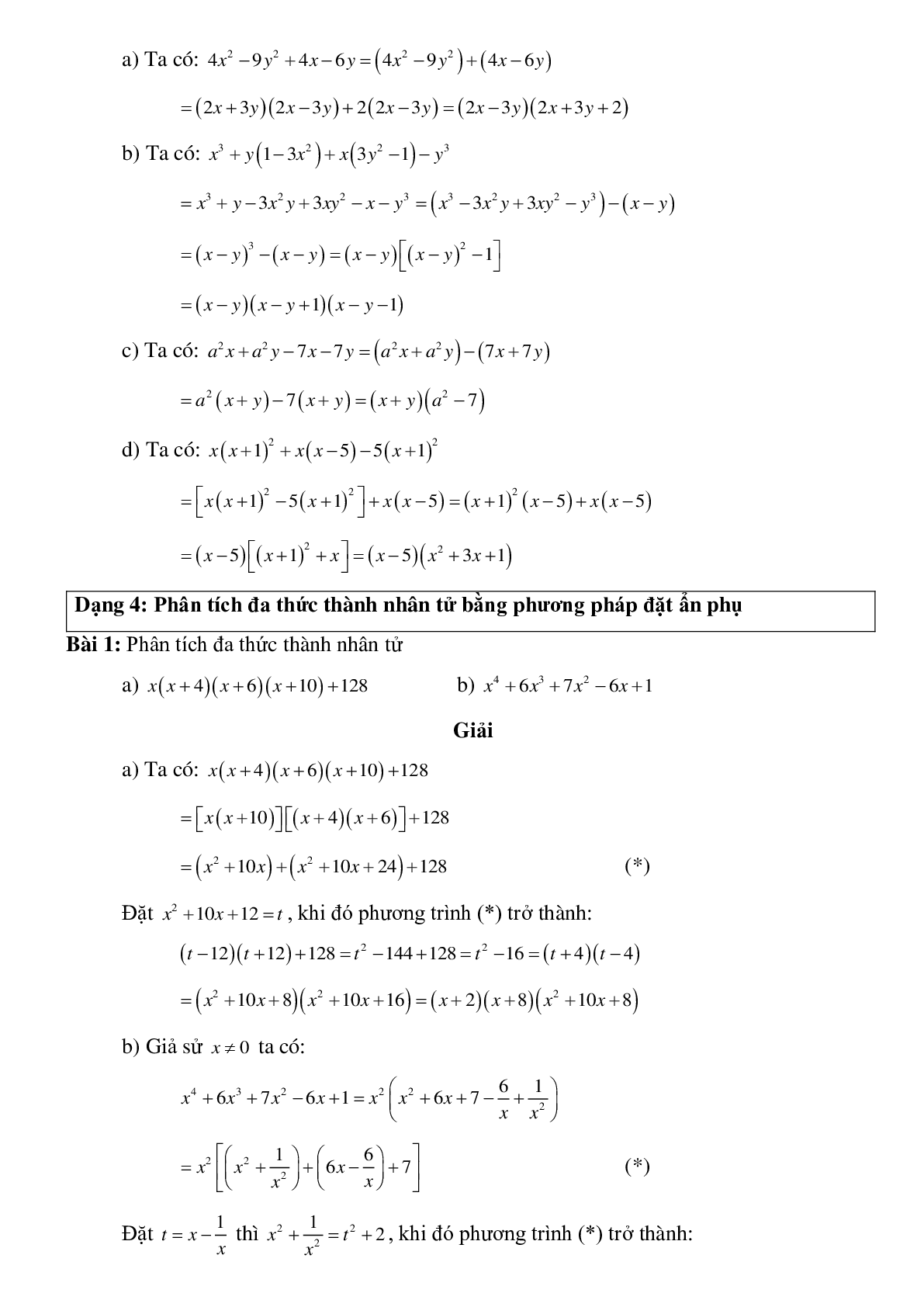 Năm dạng toán phổ biến về Phân tích đa thức thành nhân tử đại số toán 8 có lời giải (trang 7)