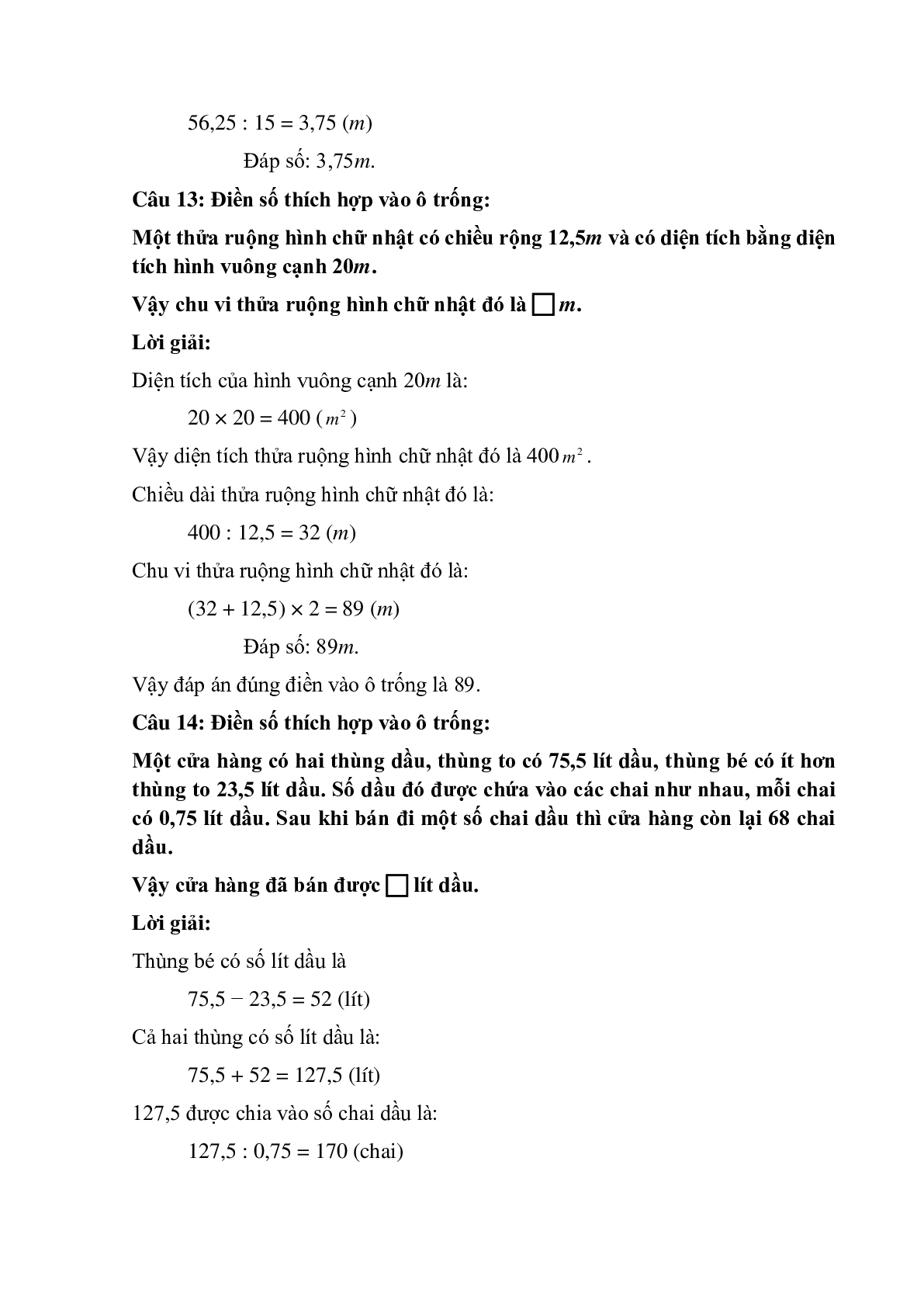 14 câu Trắc nghiệm Luyện tập về phép chia số thập phân có đáp án 2023 – Toán lớp 5 (trang 6)