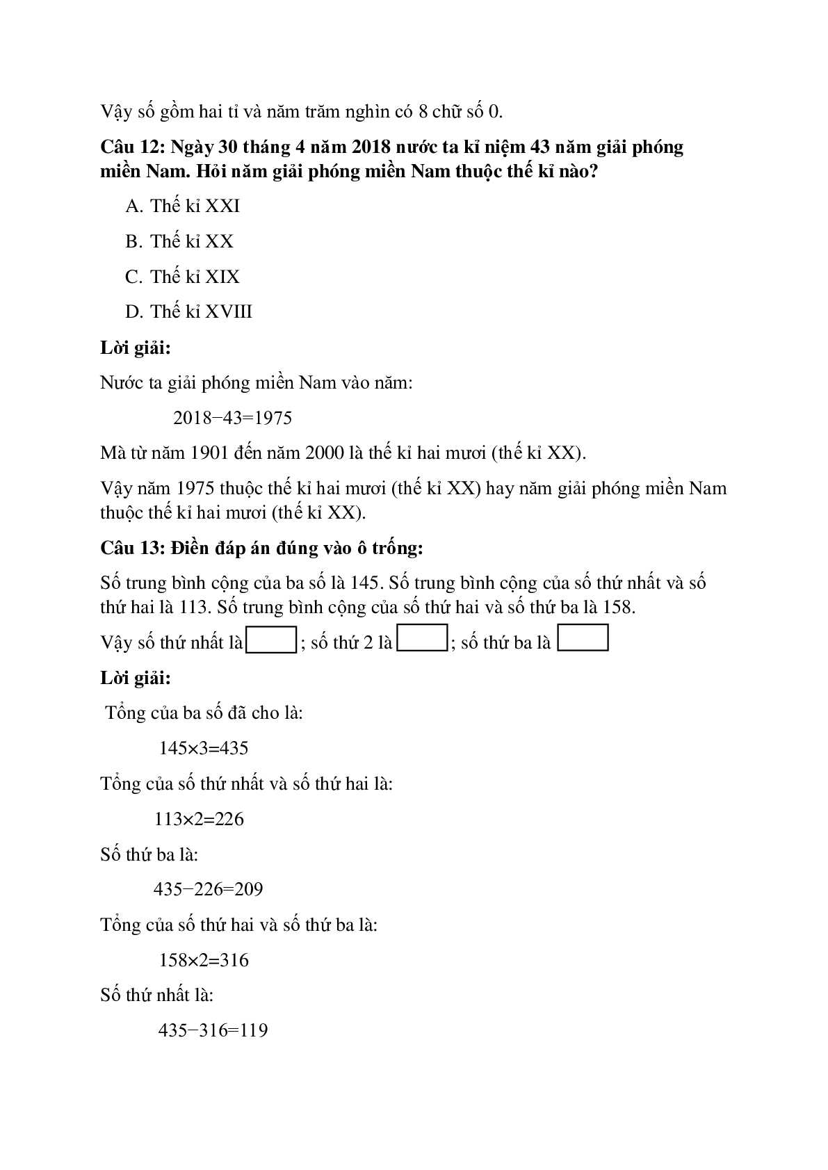 Trắc nghiệm Ôn tập có đáp án – Toán lớp 4 (trang 5)