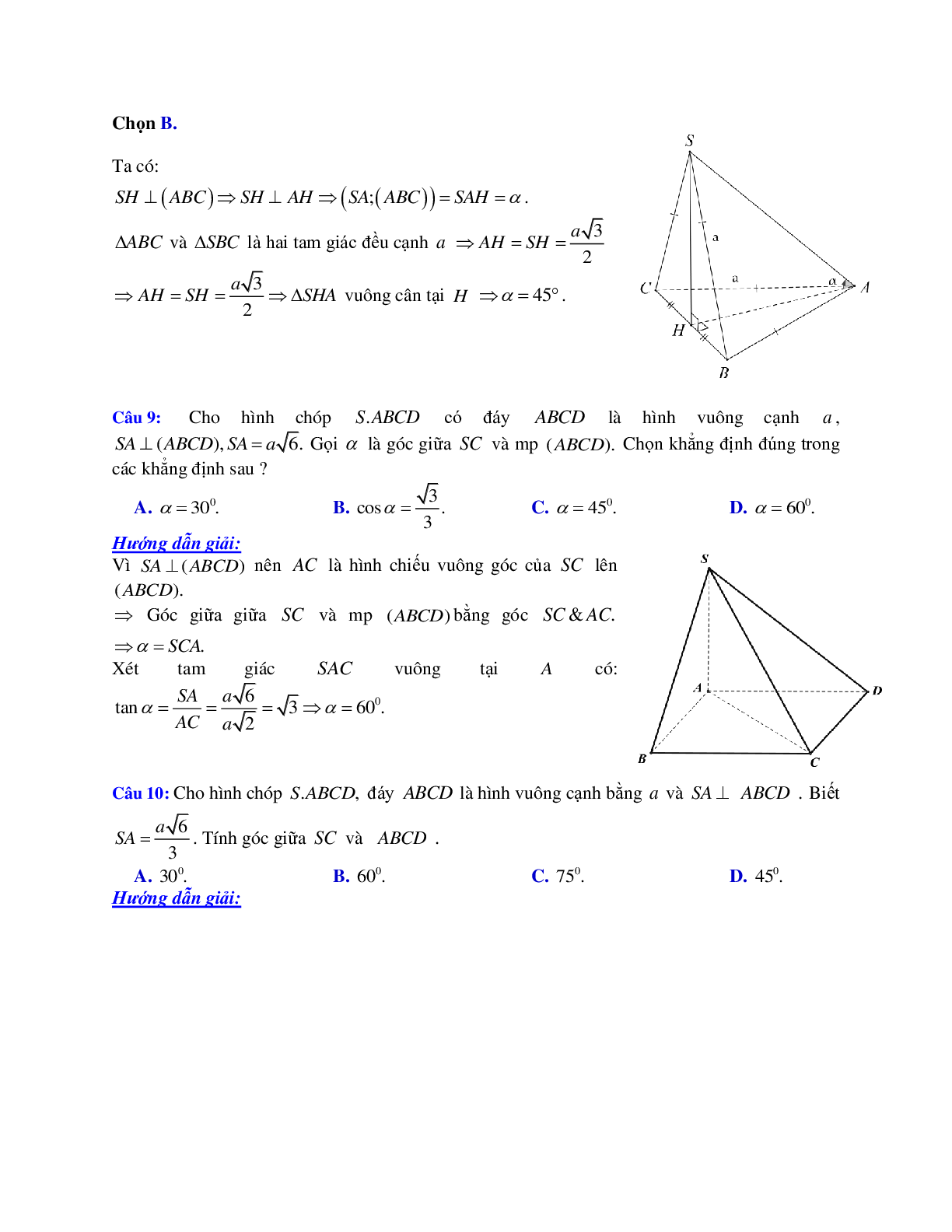 Phương pháp giải và bài tập về Cách tính góc giữa đường thẳng và mặt phẳng (trang 5)