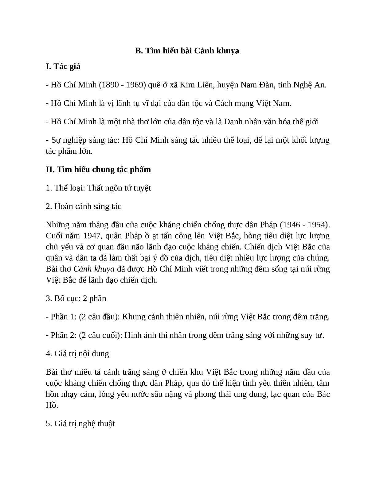 Sơ đồ tư duy bài Cảnh khuya dễ nhớ, ngắn nhất - Ngữ văn lớp 7 (trang 2)