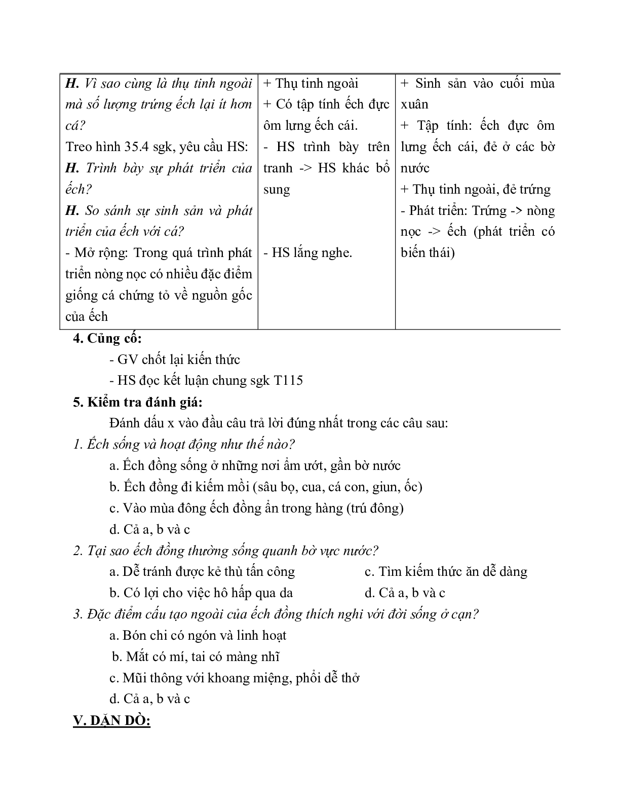 Giáo án Sinh học 7 Bài 35: Ếch đồng mới nhất - CV5512 (trang 4)