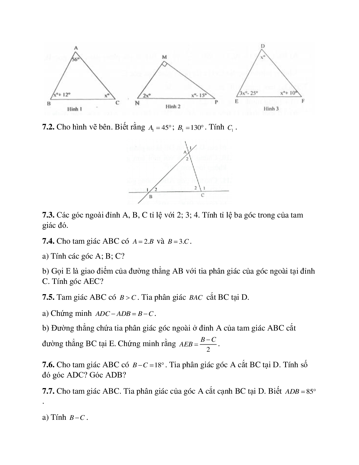 Đầy đủ lý thuyết, bài tập về Tổng ba góc trong tam giác có lời giải (trang 6)