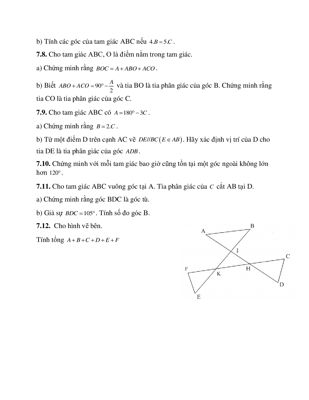 Đầy đủ lý thuyết, bài tập về Tổng ba góc trong tam giác có lời giải (trang 7)