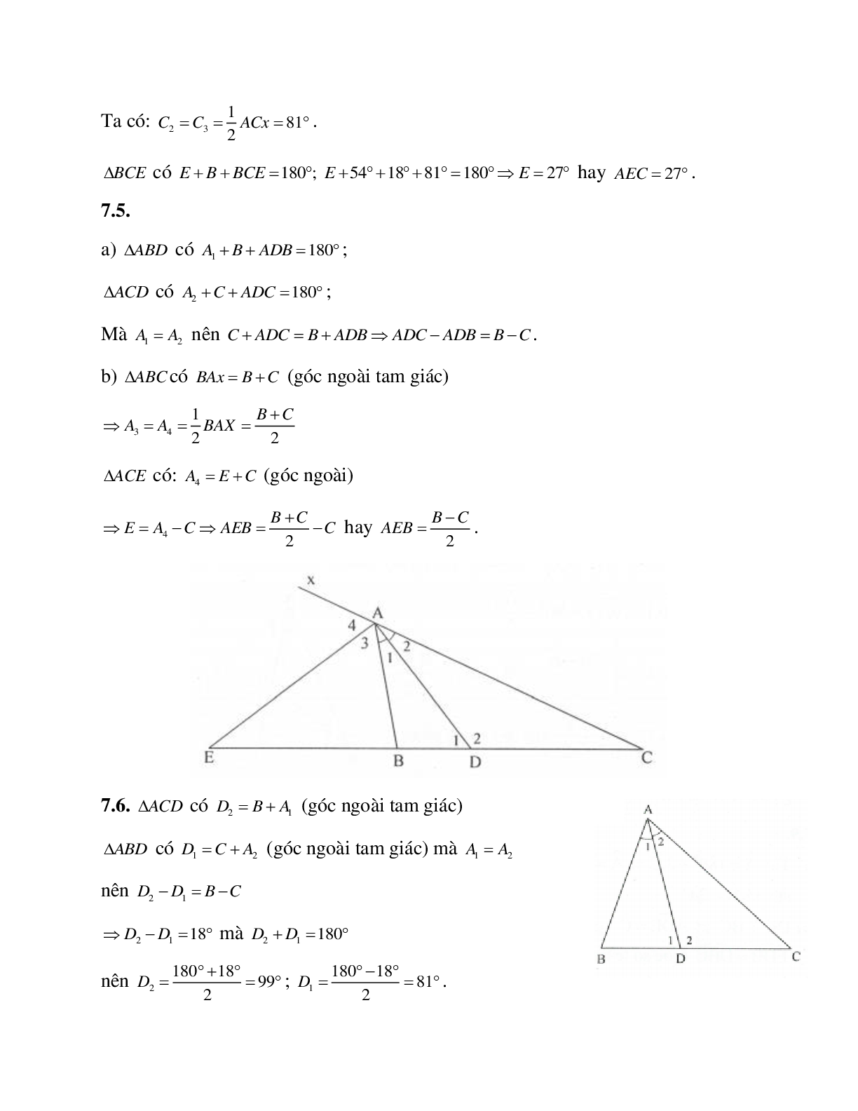 Đầy đủ lý thuyết, bài tập về Tổng ba góc trong tam giác có lời giải (trang 9)