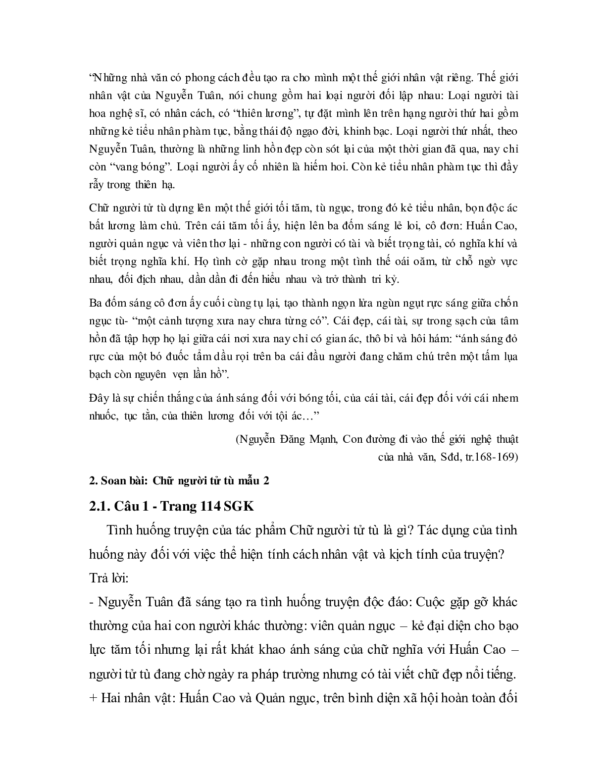 Soạn bài Chữ người tử tù - ngắn nhất Soạn văn 11 (trang 6)