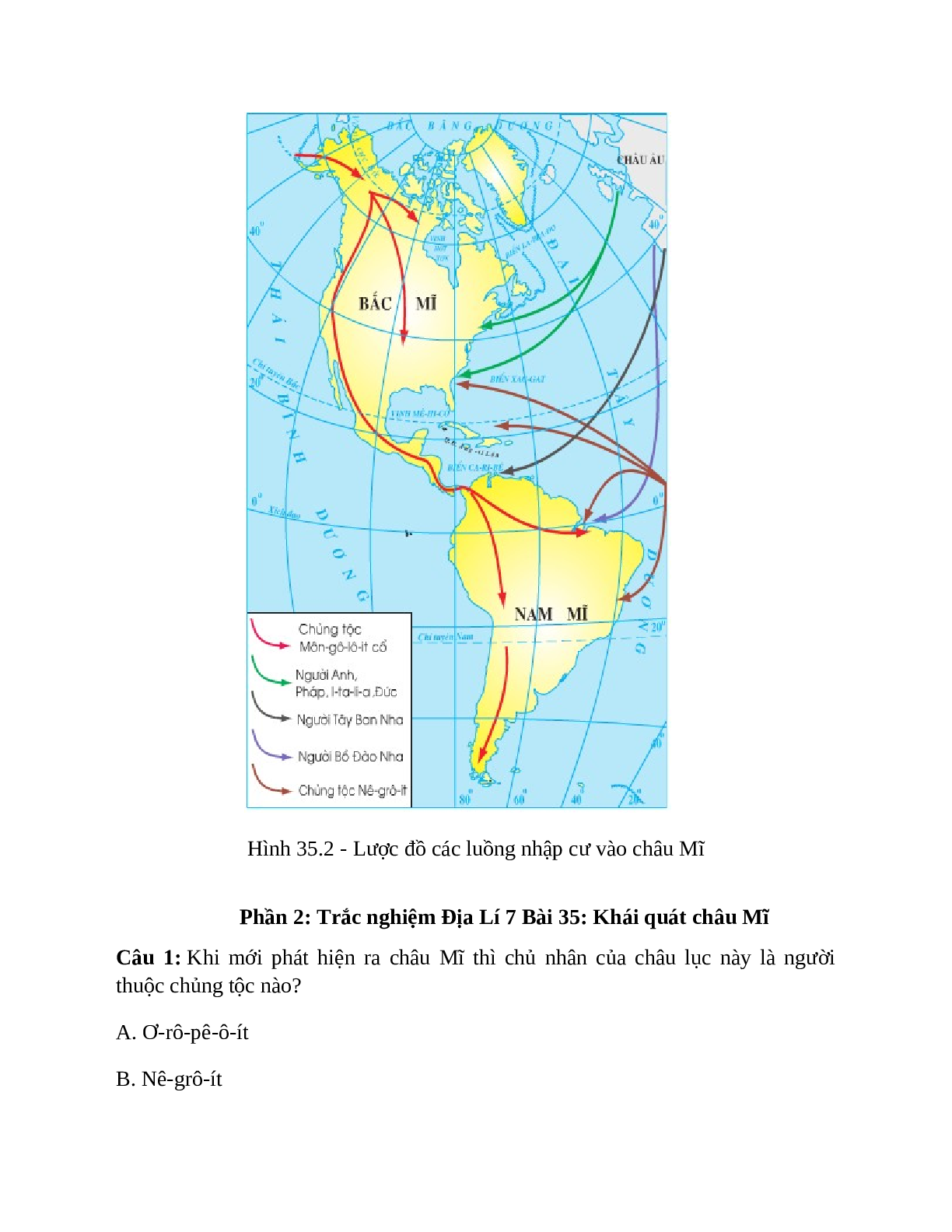 Địa Lí 7 Bài 35 (Lý thuyết và trắc nghiệm): Khái quát châu Mĩ (trang 3)