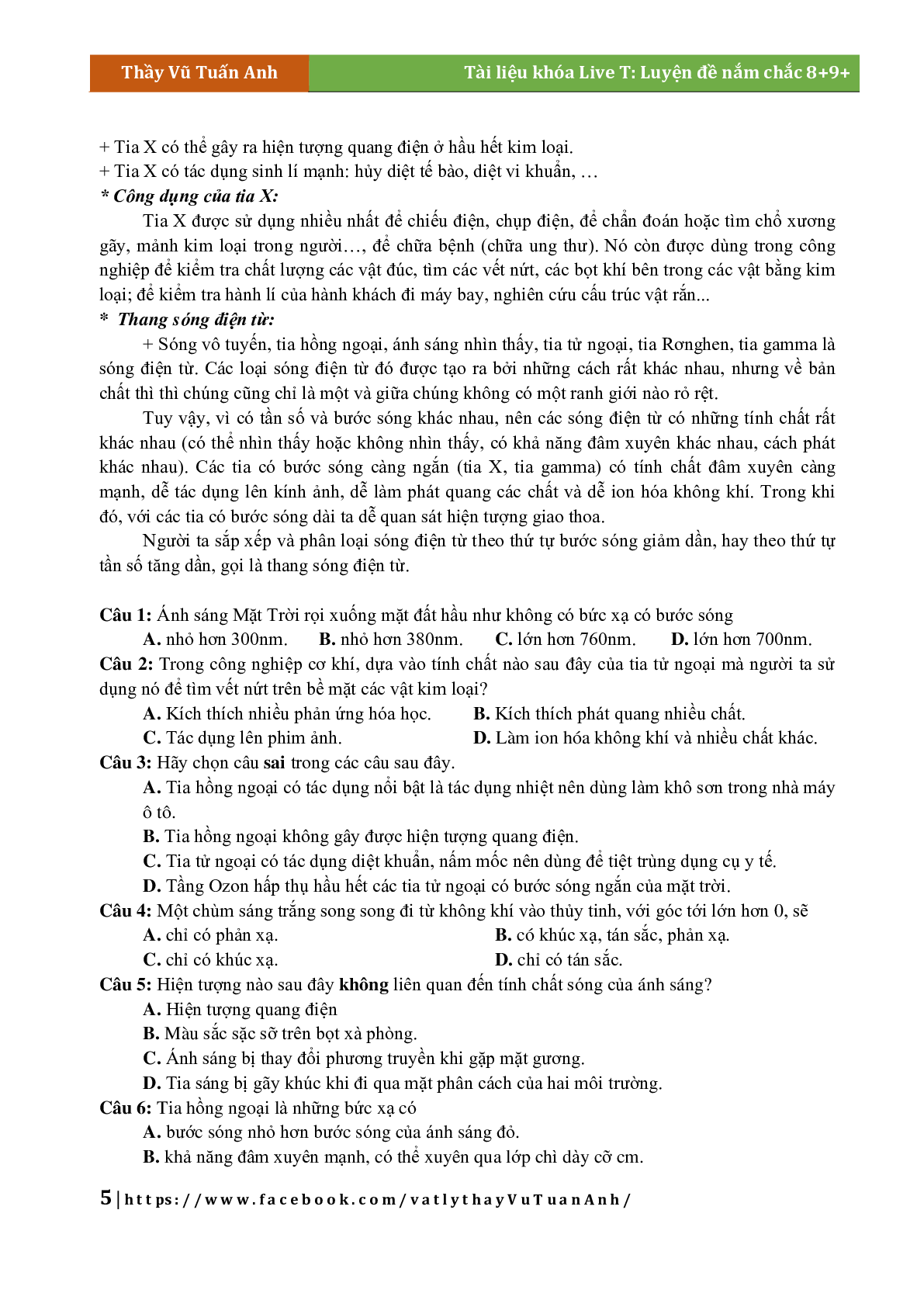 Lý Thuyết Chương Sóng Ánh Sáng Môn Vật Lý Lớp 12 (trang 5)