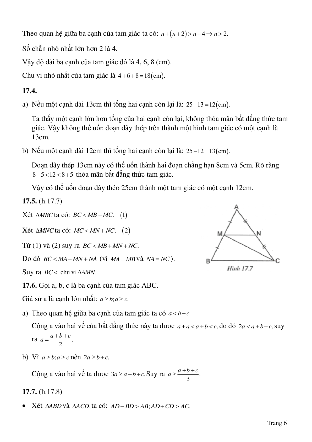 Lý thuyết và hệ thống bài tập tự luyện về Quan hệ giữa ba cạnh của một tam giác hay nhất (trang 6)