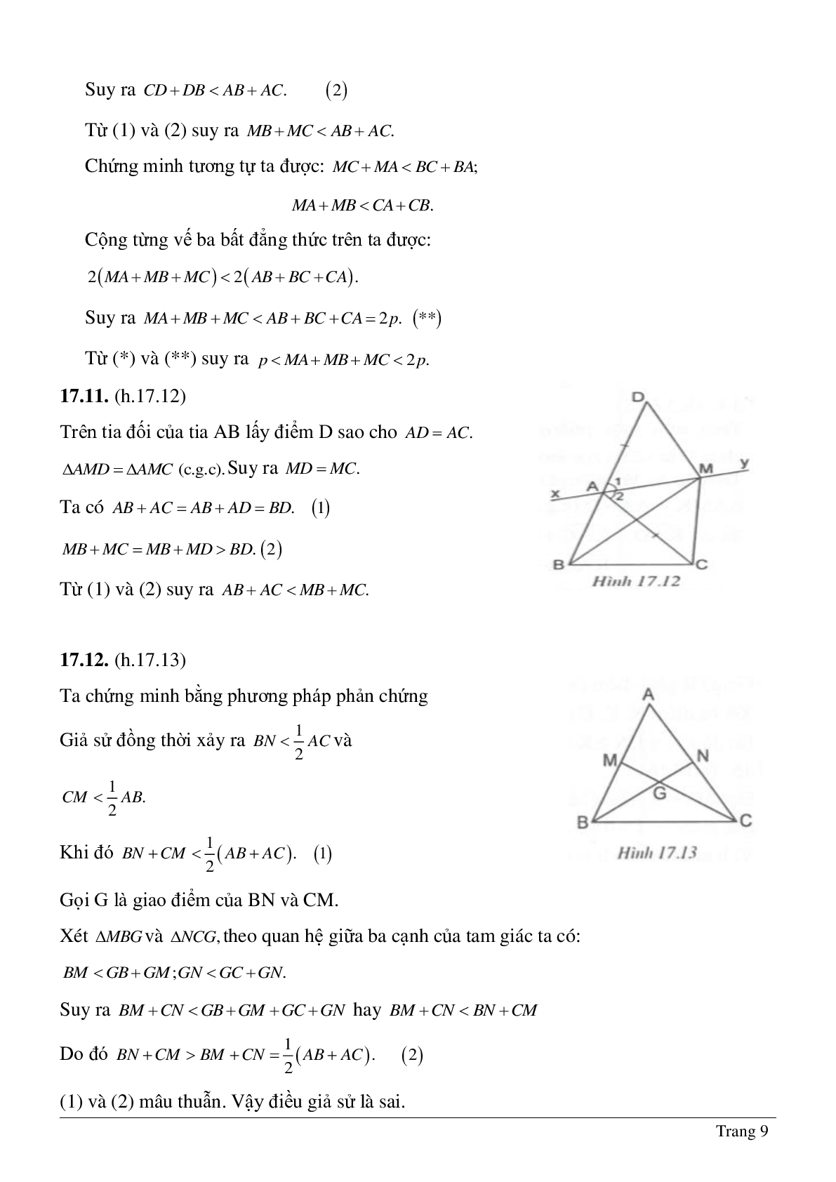 Lý thuyết và hệ thống bài tập tự luyện về Quan hệ giữa ba cạnh của một tam giác hay nhất (trang 9)