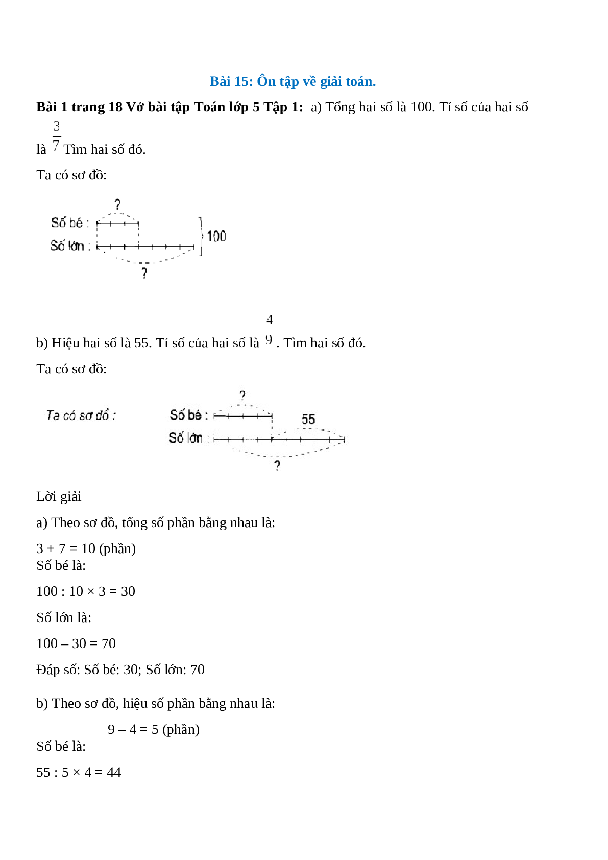 Vở bài tập Toán lớp 5 trang 18, 19, 20 Bài 15: Ôn tập về giải toán (trang 1)