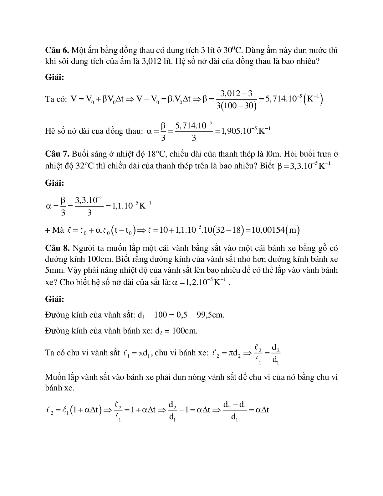 Phương pháp giải và bài tập về Bài toán sự nở vì nhiệt của chất rắn có lời giải (trang 4)