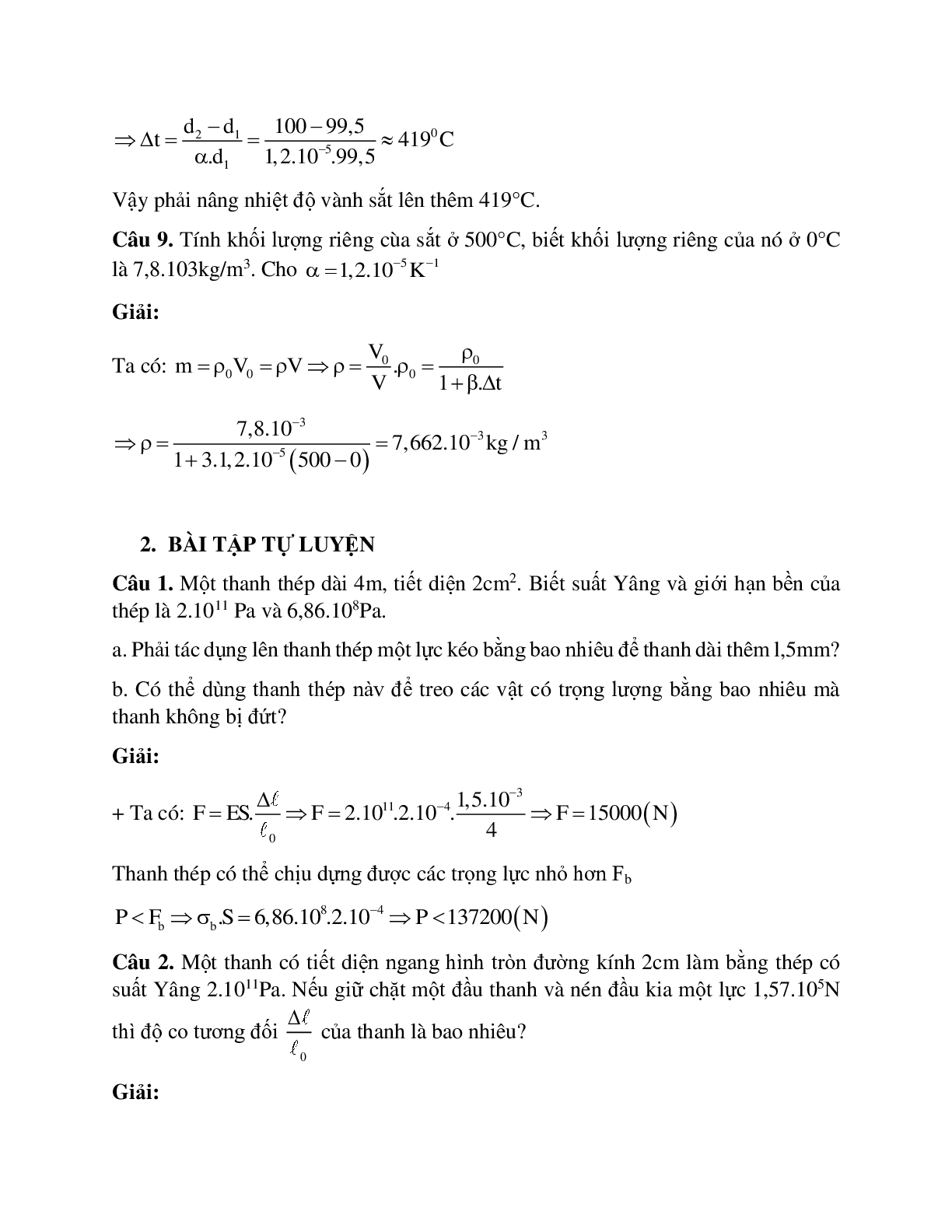 Phương pháp giải và bài tập về Bài toán sự nở vì nhiệt của chất rắn có lời giải (trang 5)