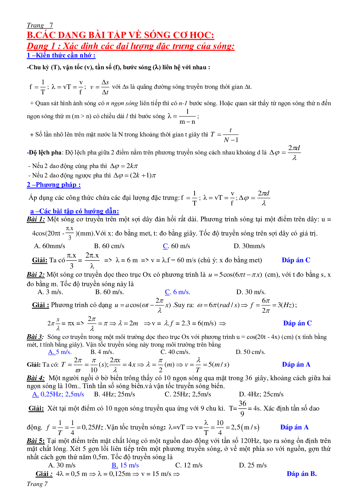 Chuyên đề Sóng cơ môn Vật lý lớp 12 (trang 7)