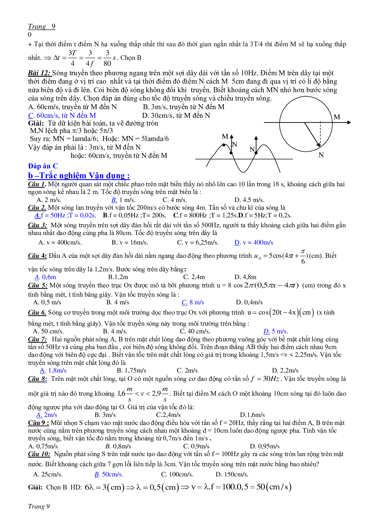 Chuyên đề Sóng cơ môn Vật lý lớp 12 (trang 9)