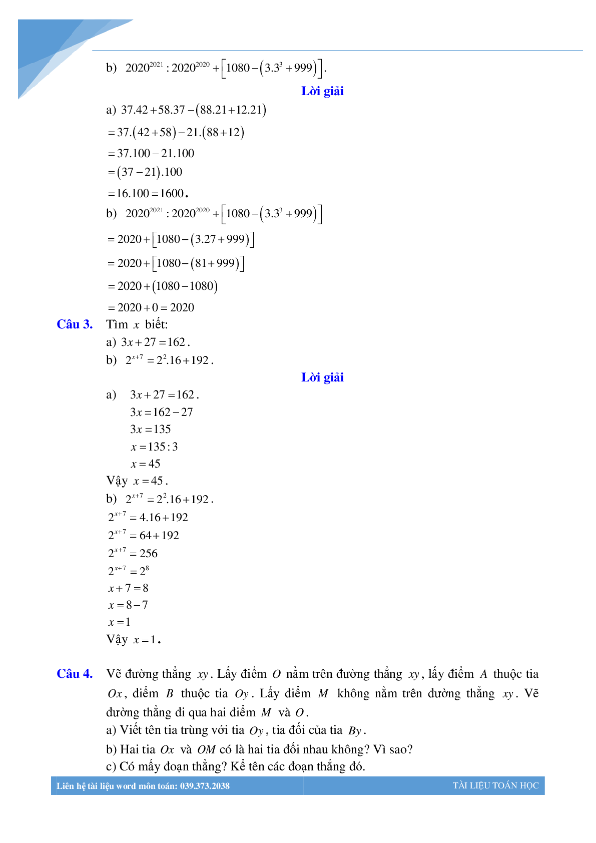 Bộ đề giữa học kì 1 môn toán lớp 6 Hà Nội năm 2021 (trang 2)