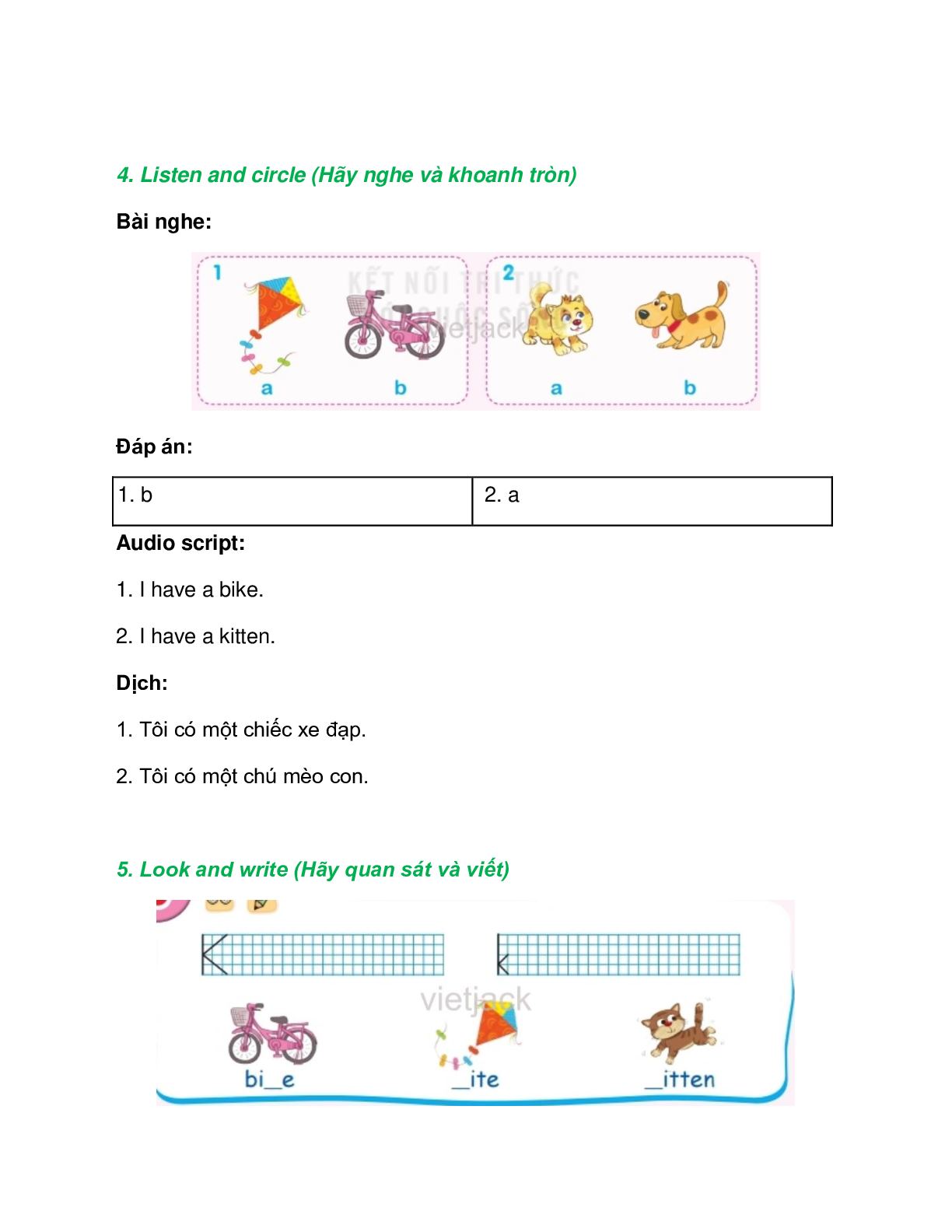 Tiếng Anh lớp 2 Unit 2 Lesson 2 trang 10 – Kết nối tri thức (trang 2)
