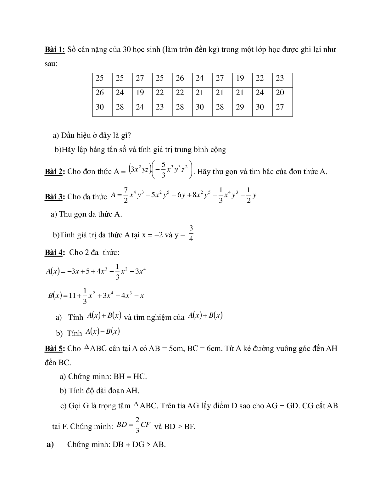 Bộ đề thi học kì 2 môn Toán lớp 7 (trang 10)