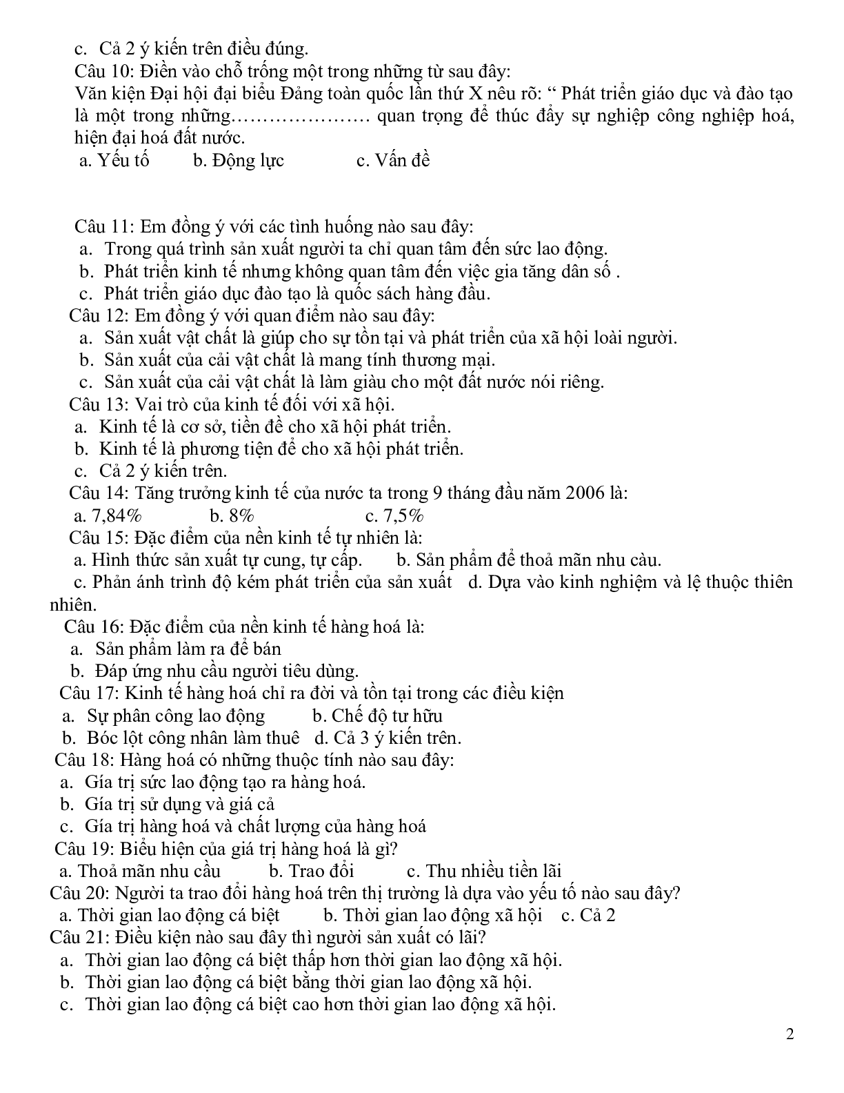 Tuyển chọn 500 câu trắc nghiệm môn GDCD có đáp án,chọn lọc (trang 2)
