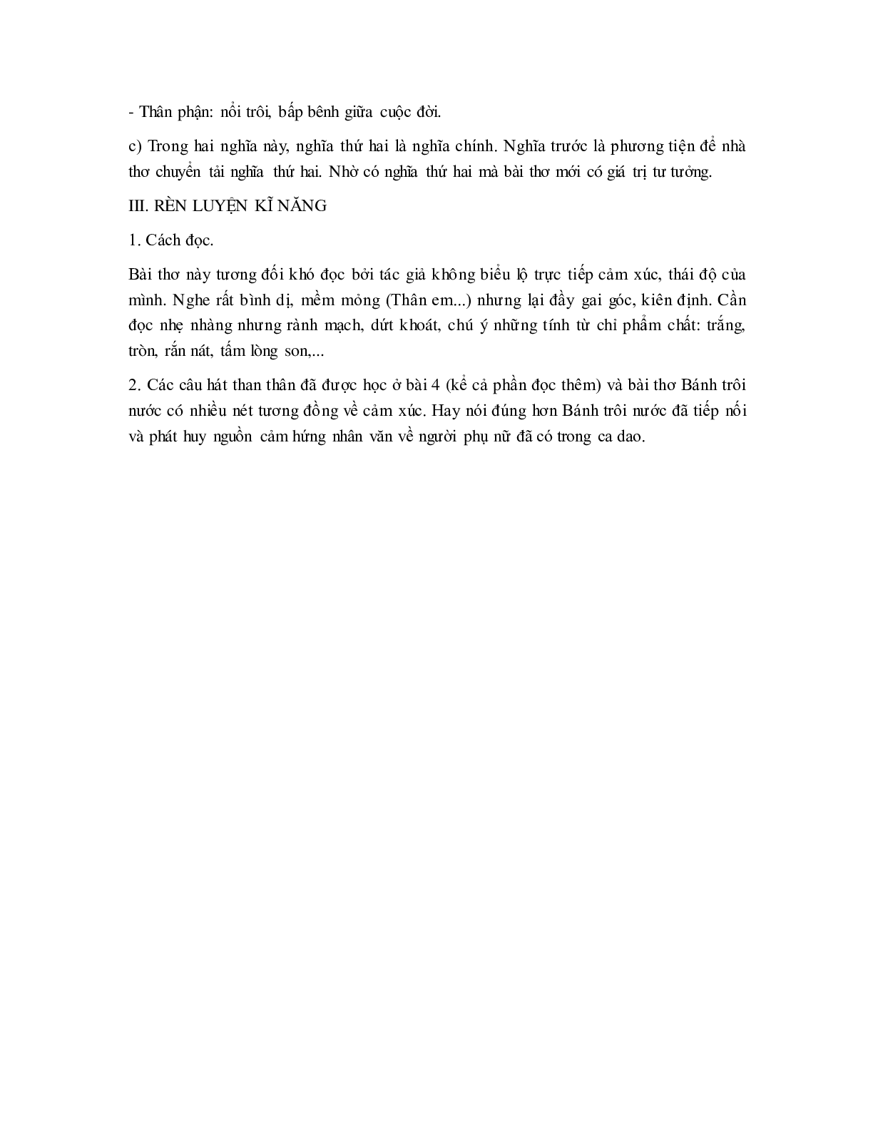 Soạn bài Bánh trôi nước - ngắn nhất Soạn văn 7 (trang 2)
