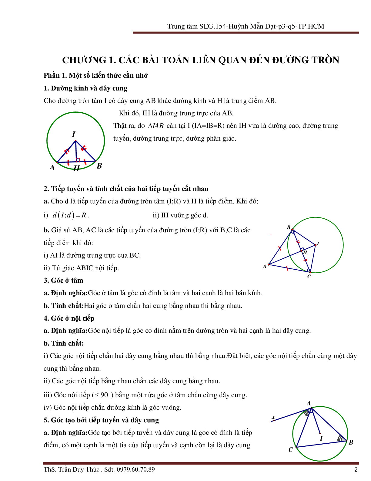 Vận dụng tính chất hình phẳng để giải bài toán Oxy liên quan đến đường tròn (trang 2)