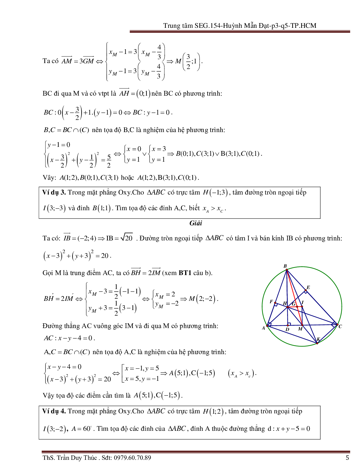 Vận dụng tính chất hình phẳng để giải bài toán Oxy liên quan đến đường tròn (trang 5)