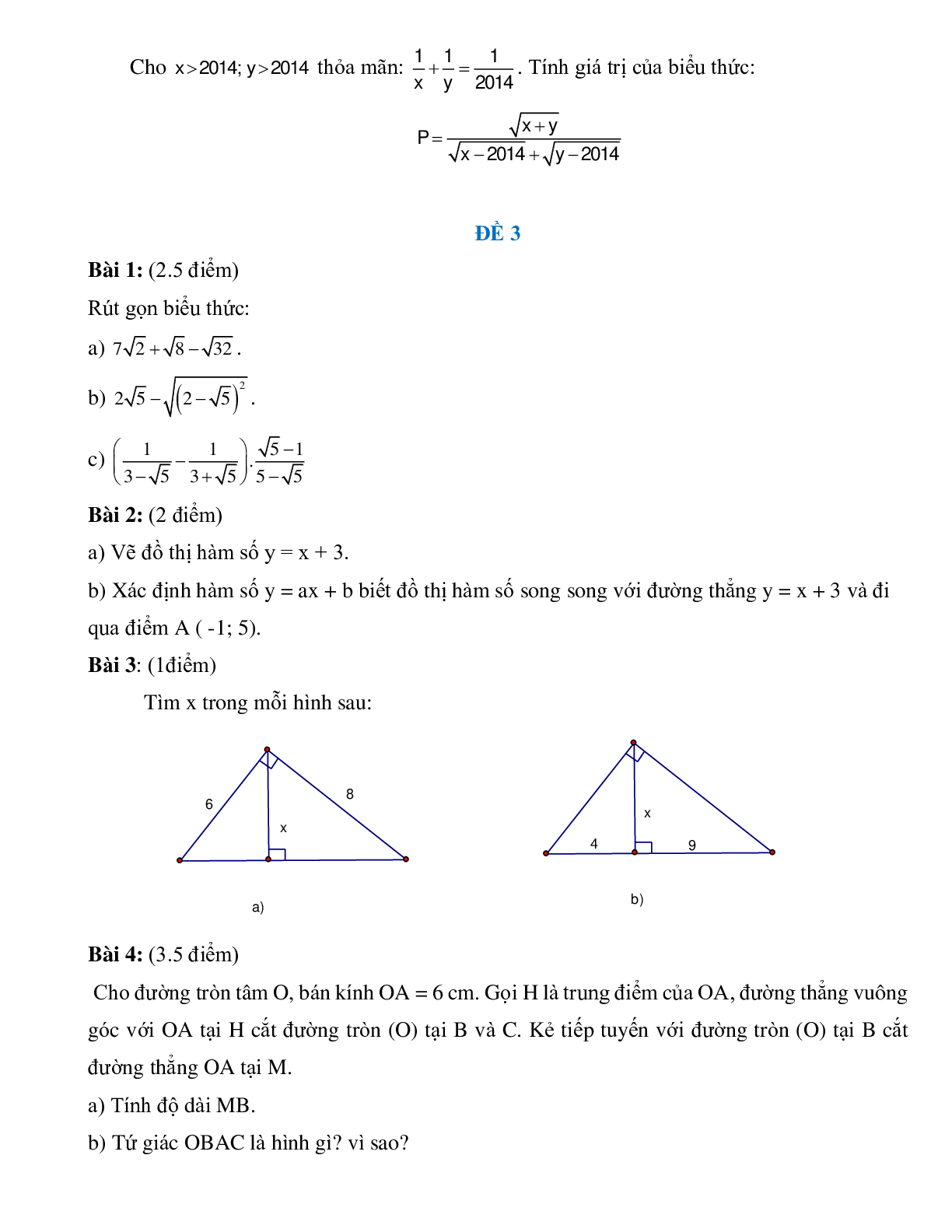 Bộ 7 đề ôn tập học kì 1 môn toán lớp 9 (trang 3)