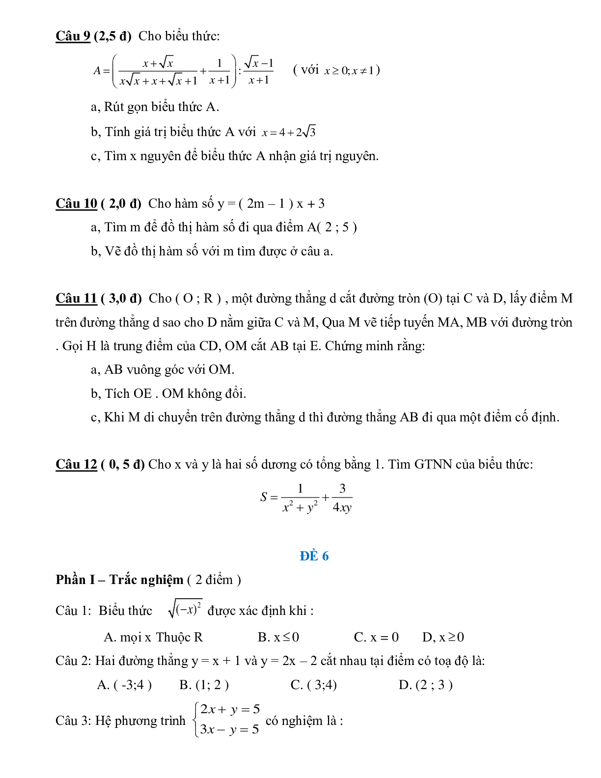 Bộ 7 đề ôn tập học kì 1 môn toán lớp 9 (trang 6)
