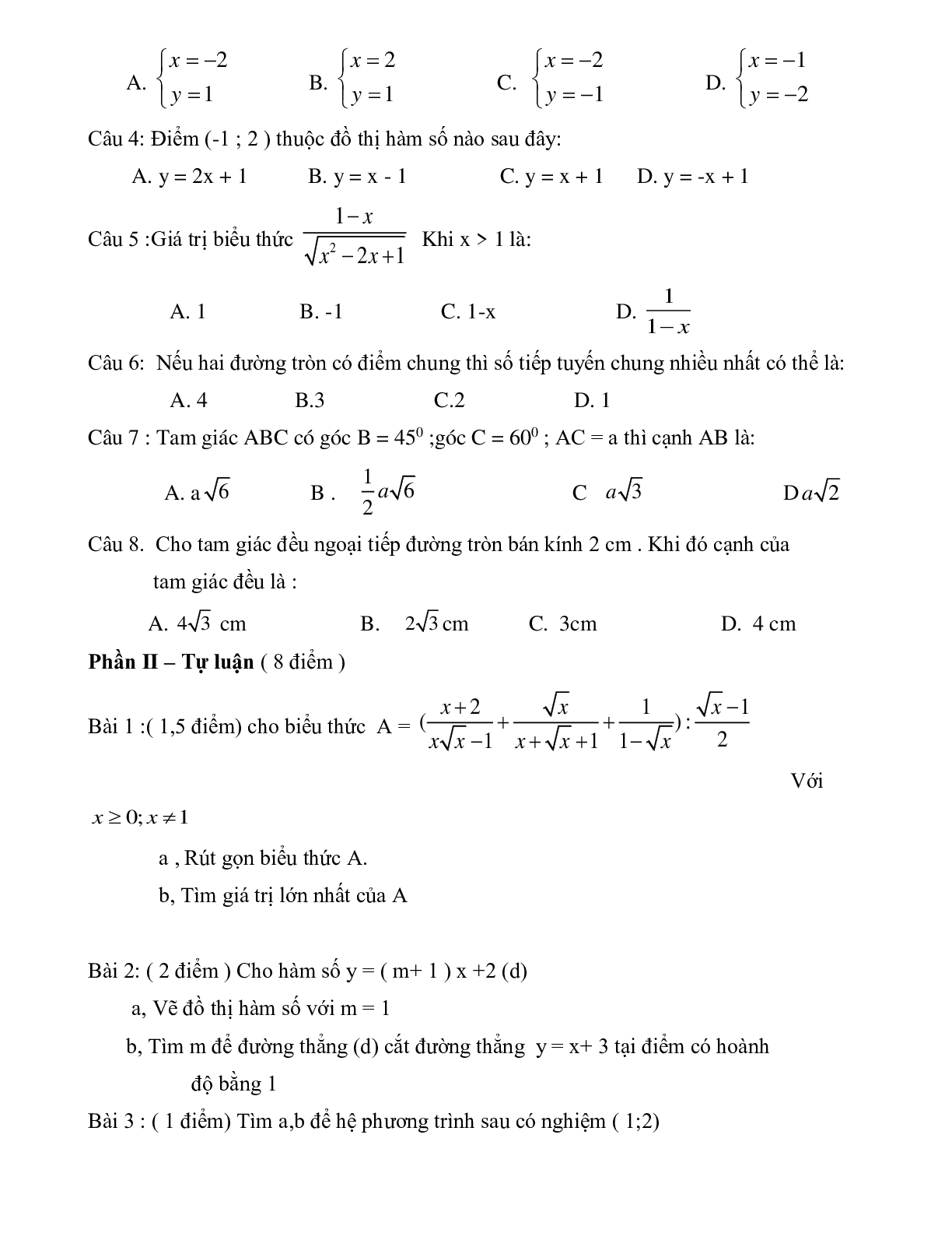 Bộ 7 đề ôn tập học kì 1 môn toán lớp 9 (trang 7)